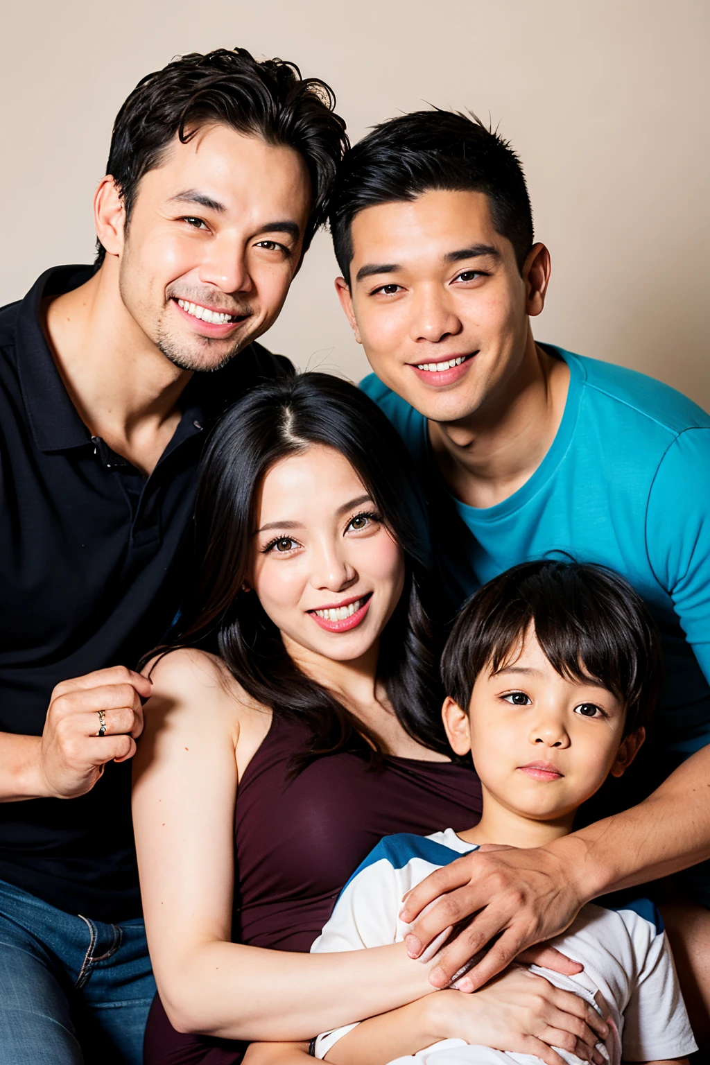 Pregnant woman and two boys smiling while holding belly, Pregnant tummy, husband wife and son, Feelings of motherhood, maternal photography 4 k, prengant, Family photography, be pregnant, beginner, Portrait of a family of three, portraitures, famiglia, Visible belly, Happy family, photore, motherly, fertility, Third trimester, close up photograph, still photo, Fatherly broad forehead
