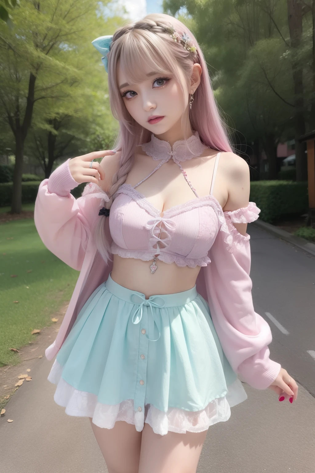 female idol、full body Esbian、zombie covered fashion(PastelColors)、、fairytale、a miniskirt