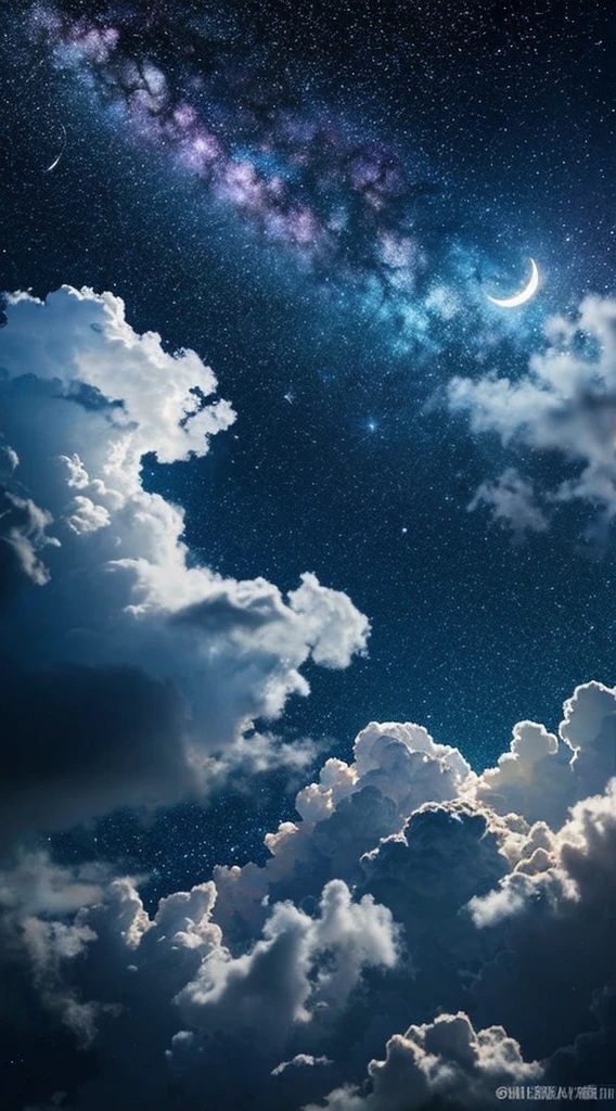 Galaxy-like starry sky clouds moon