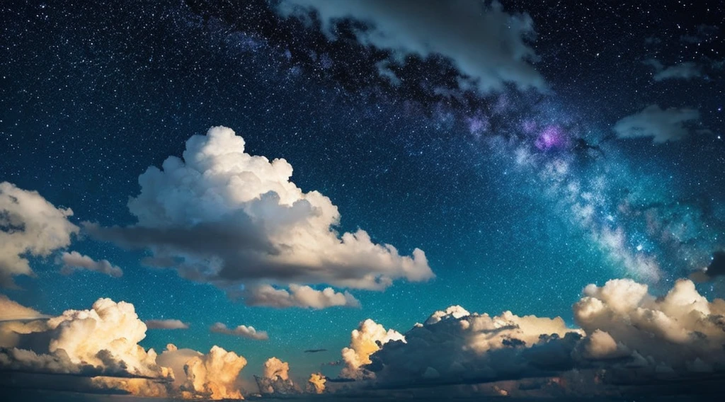 Galaxy-like starry sky clouds moon