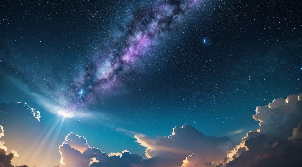 Galaxy-like starry sky clouds moon