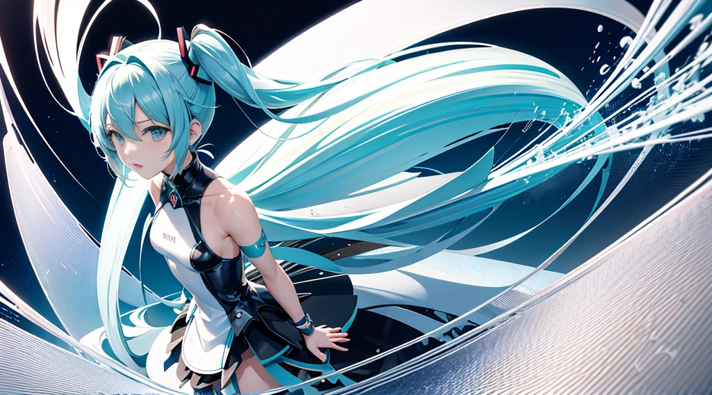 Anime girl with long hair and blue eyes holding a long sword,Longsword 3D style 4K on black background, 3D art wallpaper 8 K, Best 3D 4k , Portrait of Hatsune Miku, hd artwork, hatsune miku portrait, mikudayo, Steel clothing,big breast beauty,Big breasts reveal the figure,
