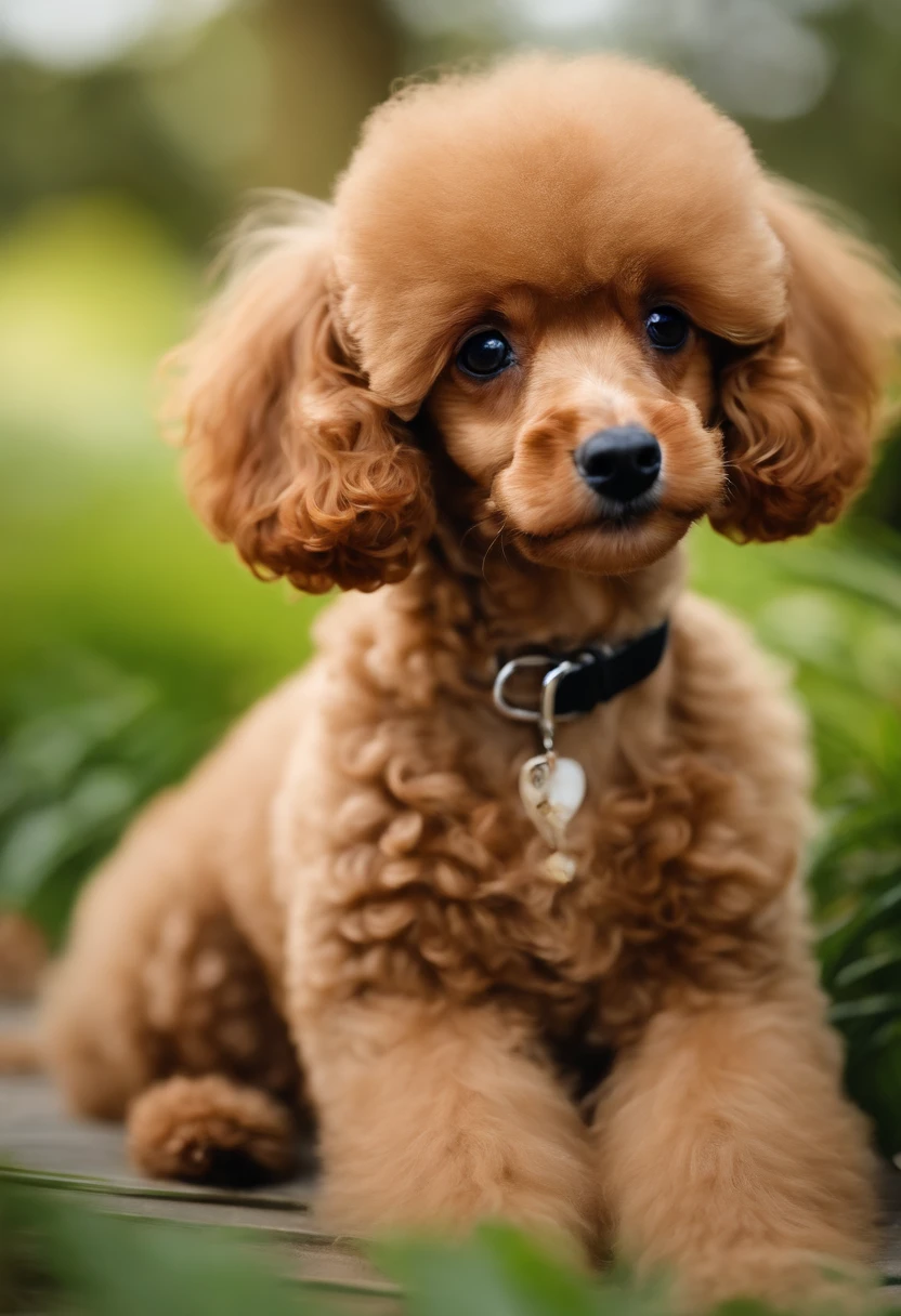 poodle、chiquita,pup,Fresh and attractive,Warm color palette,Hot Scenes,smiling girl,puppy friendly,natural soft light,Soft shade