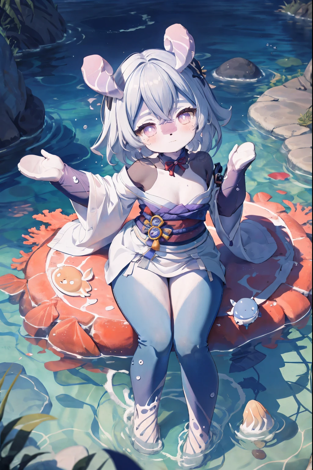 Bikini swimwear，style of anime， large tail， tmasterpiece， hyper HD， ccurate， anatomy correct， super detailing， high detal， best qualtiy， 16k， 1080p， Thick_Thighs，huge tit， big assa， high saturated， rich colourful， Detailed manga illustrations， Fox loli woman， （Full Body Furry： 1.21）， Fox_hor ears， Floating hair， looking at viewert， detail finger， Contour deepening，The white，Naked female big breast ，dwarf，Little dwarf，Small loli，Raised sexy，Raise your legs，，Semen on the stomach，potbelly，The enters the boy's reproductive organ