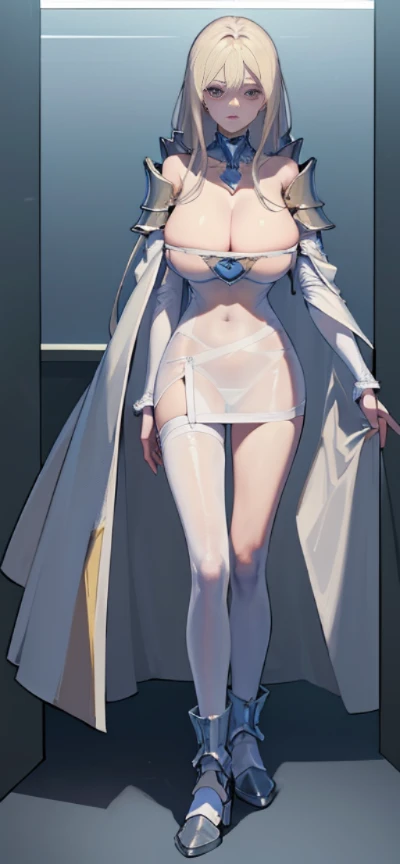 ((Above the shoulder,facial closeups)), Bigboobs,angle of view, foreshortening, foreshortening, 8K, super detailing,All women have big breasts,cellshading, 8K, super detailing, 1080p, Women's HD,femele, 16k, A high resolution, Best quality, high high quality, Anatomically correct, tmasterpiece, super tall,unreal-engine, Standing Picture,battle armor,ssee-through,Lace skirt,Long blonde hair,Red-eyed,Sexy big breasts,Transparent tulle clothes