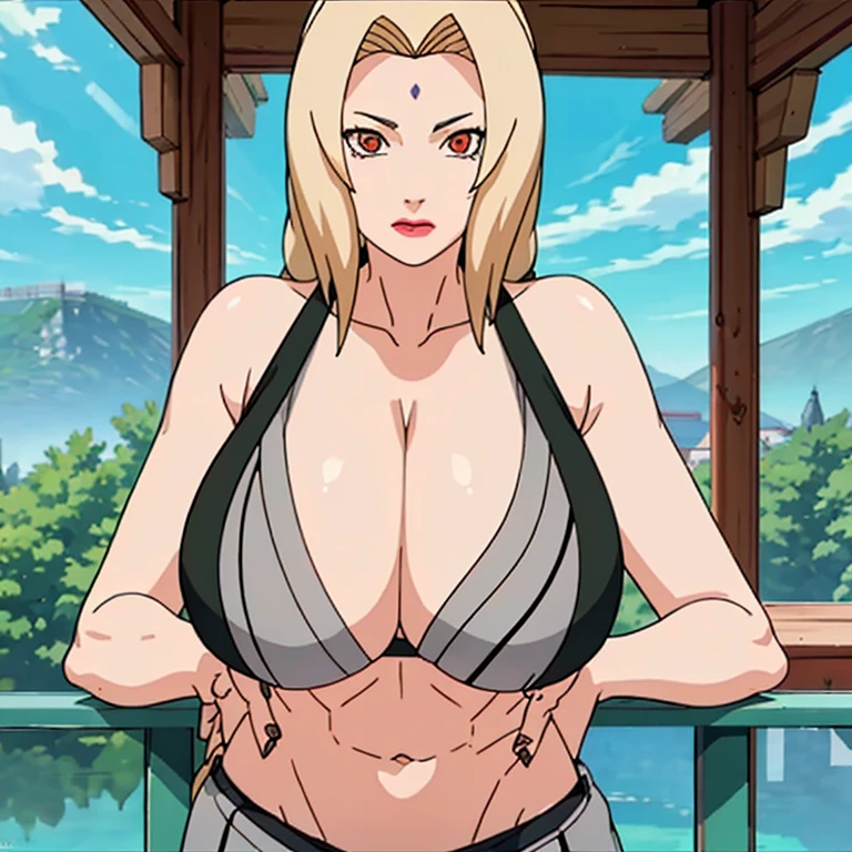 (huge tits), (), (), white shirt, black tight skirt, fullbody, cleavage, good anatomy, masterpiece, best quality, 4k, 8k, professional photography, soft light, sharp focus, 1 girl, blonde hair, at classroom, blonde hair, parted banks, detailed face+brown eyes, open lips, lipstick, close up view, (mountain), (lake),navel show:1.3,midriff,toned abs,sports bra