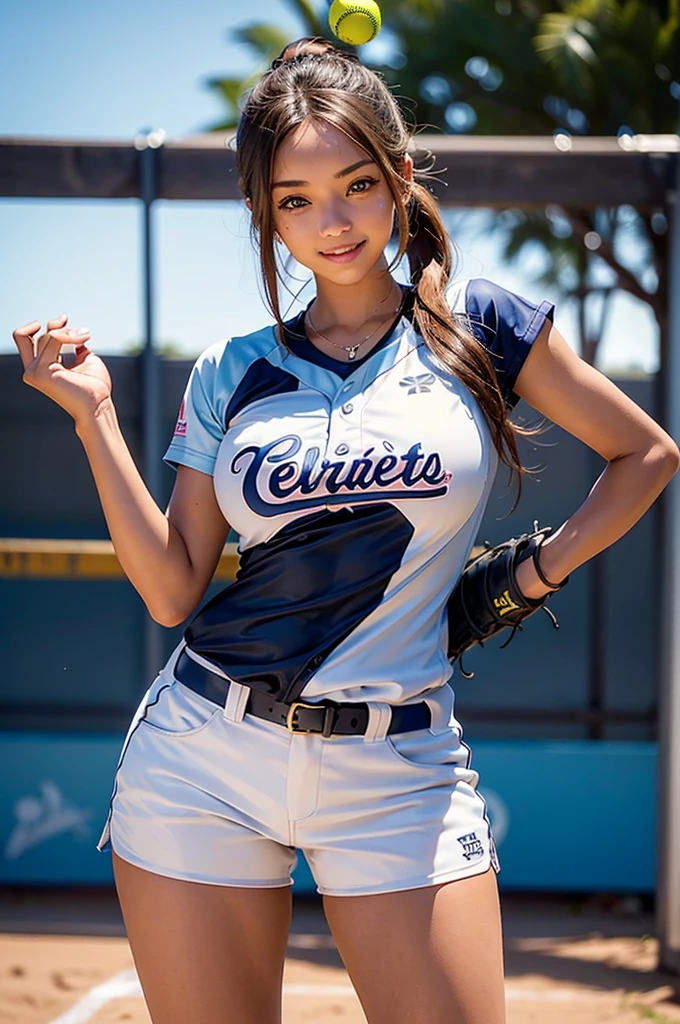 (Best quality, 8K, 32K, masutepiece, NFFSW:1.2), (1 slender woman of Japan, 28 years old,), Dark brown hair, Bright foreground, Professional lighting, photon maping, Radio City, Shading:1.3, (High-detail skin:1.2), (Huge breasts:1.3), (Shorts, cropped shoulders:1.1), squatting with legs open, ((Provocative dynamic pose)), (she is soaking wet), Top-down view:1.5, (Volleyball uniform:1.1, ), com rosto detalhado, Detailed lips, Detailed eyes, Double eyelids, Inside the stadium, Look for a camera, (sensual gaze to the photographer, Lips slightly open) Crystal clear sky, volleyball field, Happy smile,