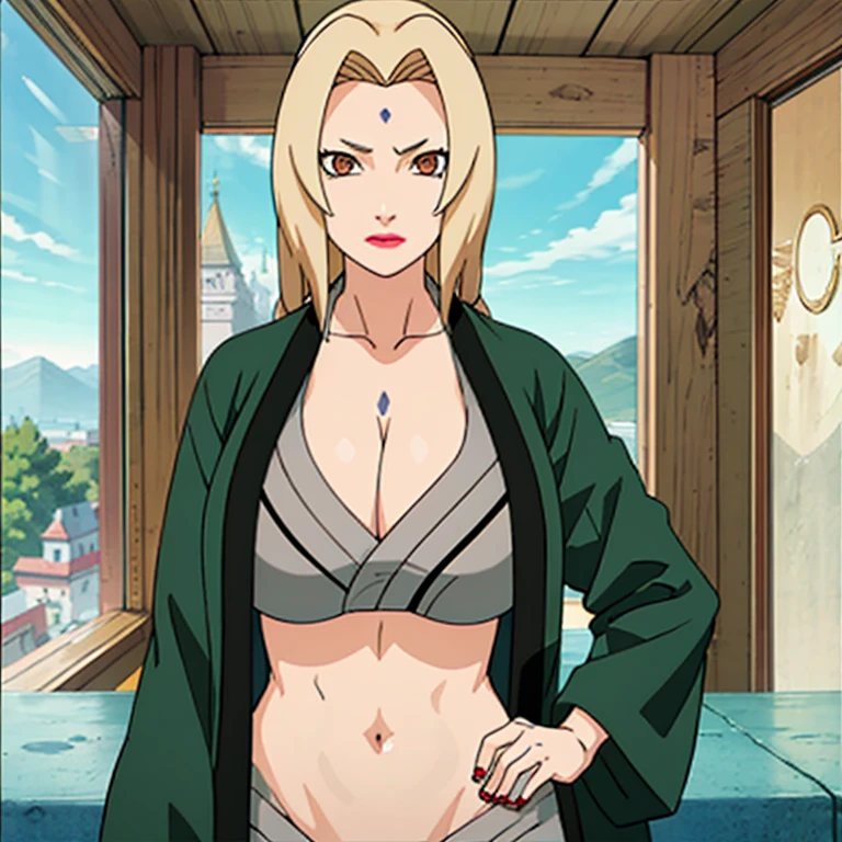 tsunade, brown eyes , blonde hair , forehead mark 
BREAK coat , flashing , nakedflashing ,  lingerie  , navel , exibitionism  , big breasts, wide hips , milf body ,((( crowded public , everyone looking))) , smile 
BREAK outdoors, city, sky, sun, clouds,
BREAK looking at viewer, (cowboy shot:1.5),
BREAK (masterpiece:1.2), innocent eyes , beautiful face