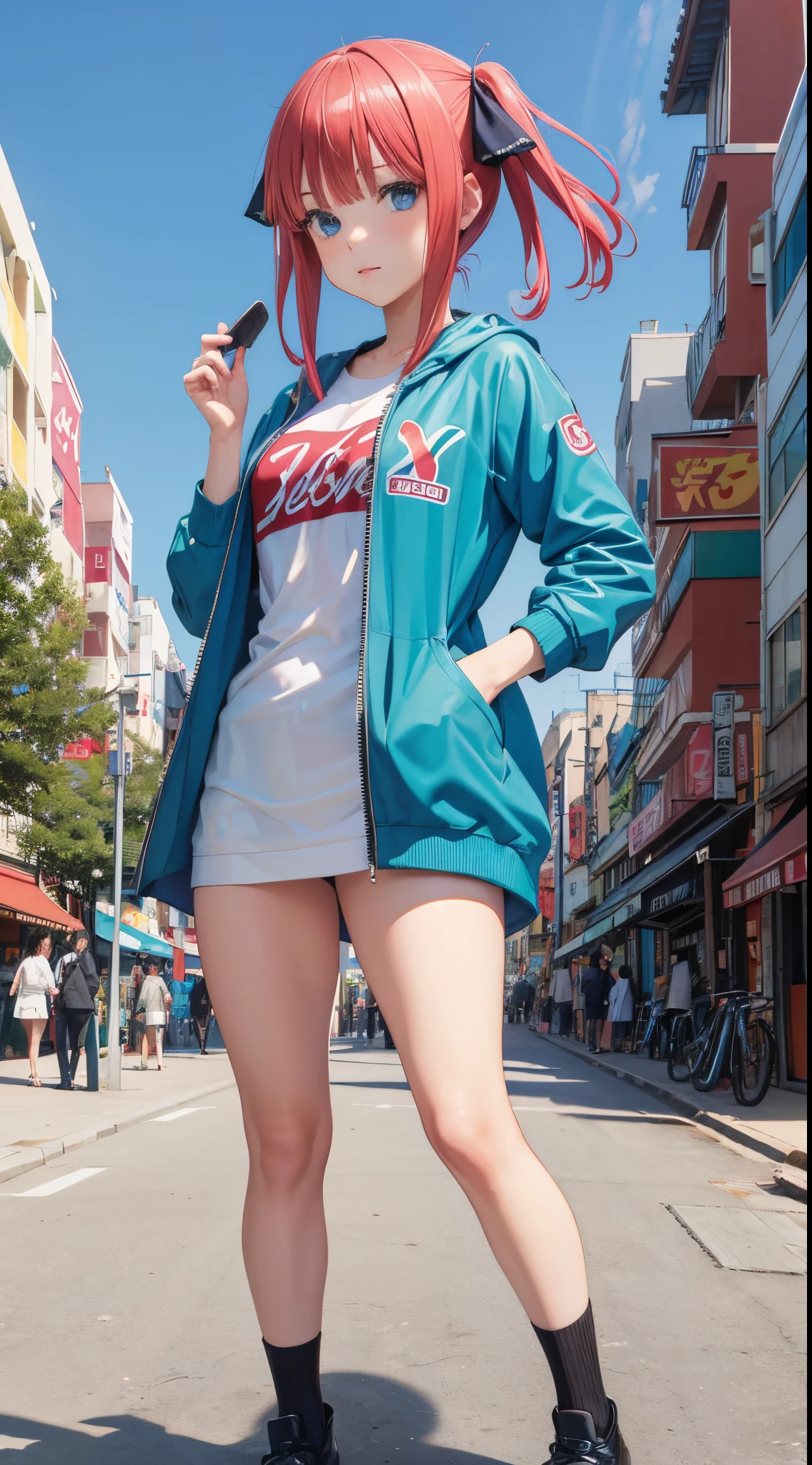 Nino Nakano ,Pose sexy,deportivo,medias largas,parque