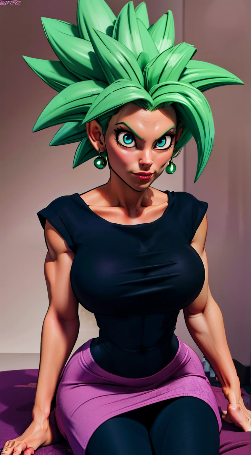 ((masterpiece)), ((proportion Aurea)), ((Dynamic)), ((natural)) ((best quality)), ((ultra-detalhado)), ((kefla dragon ball super)), {1mulher}, {neon green hair}, {super sayajin}, {style dragon ball super character}, olhos azuis, {{sexy}}, seios grandes , (roupa casual), {pubic_tatuagem, tatuagem brilhante}, {{anatomia perfeita}}, {{scenecy: jardim fantasy}}, {fundo com desfoque}, mudo, Bottom-up view, perfeito:1.2