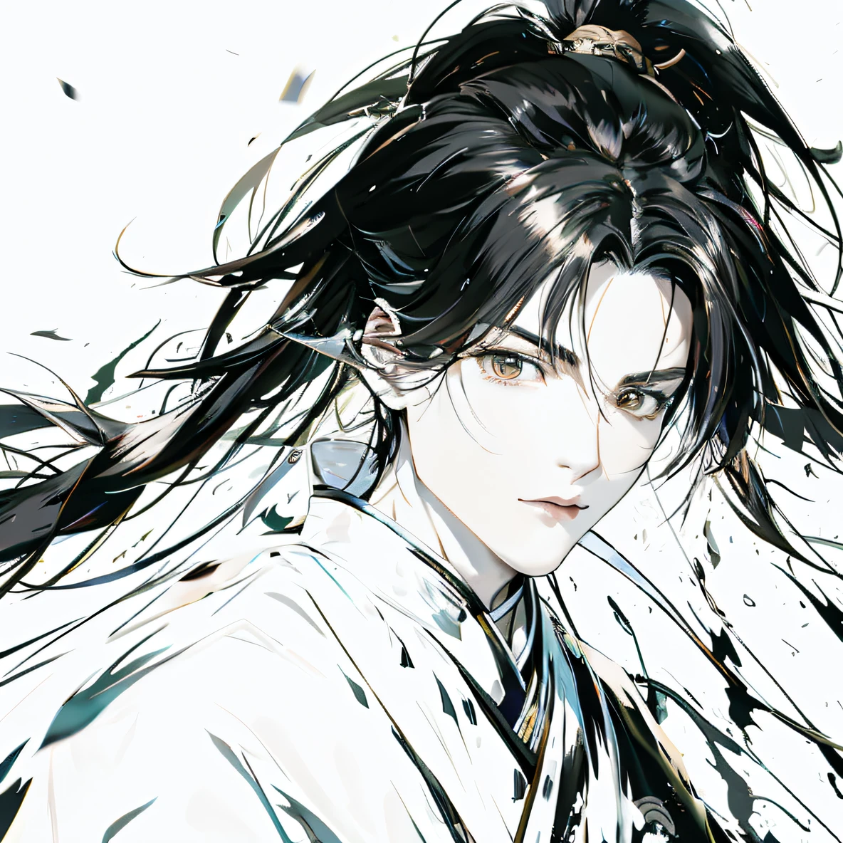 Japanese cartoons, Black and white, girl, the hair, Hairstyles, the hair, the hair, Hairstyles, Hairstyles, Hairstyles, Hairstyles, Hairstyles,, author:heroes, G Liulian art style, The handsome guy who kills demons, inspired by Guan Daosheng, Inspired by Xiao Yuncong, Wang E, Zhou Fang
