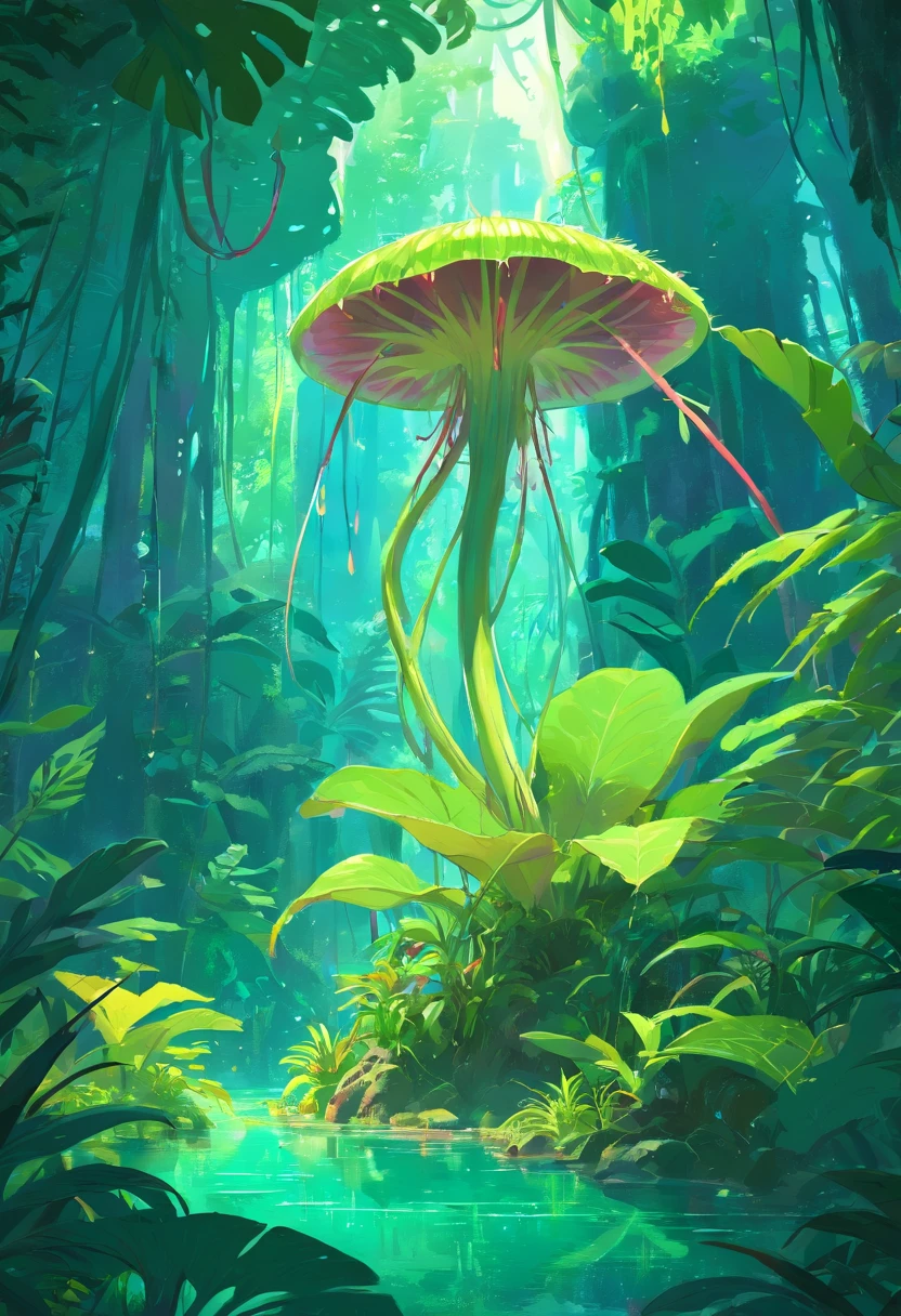 carnivorous plant with eyes in a jungle Cenote
