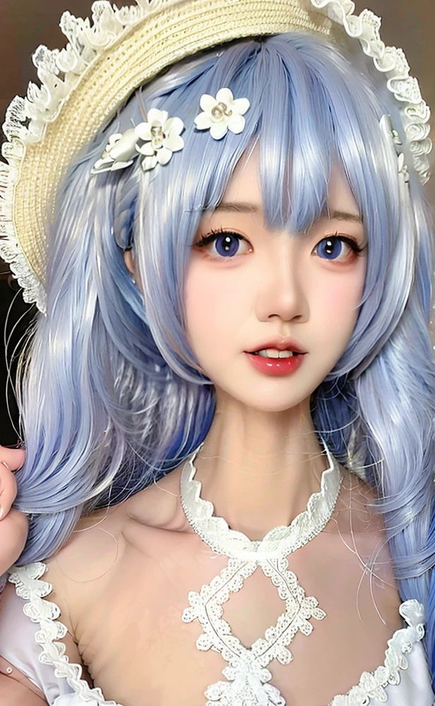 (photo realistic:1.55),(ulzzang-6500:0.65), masterpiece, best quality, detailed, blurry, depth_of_field, blurry_background, blurry_foreground, 1girl, gloves, white_gloves, dress, motion_blur, photo_\(medium\), solo, white_dress
