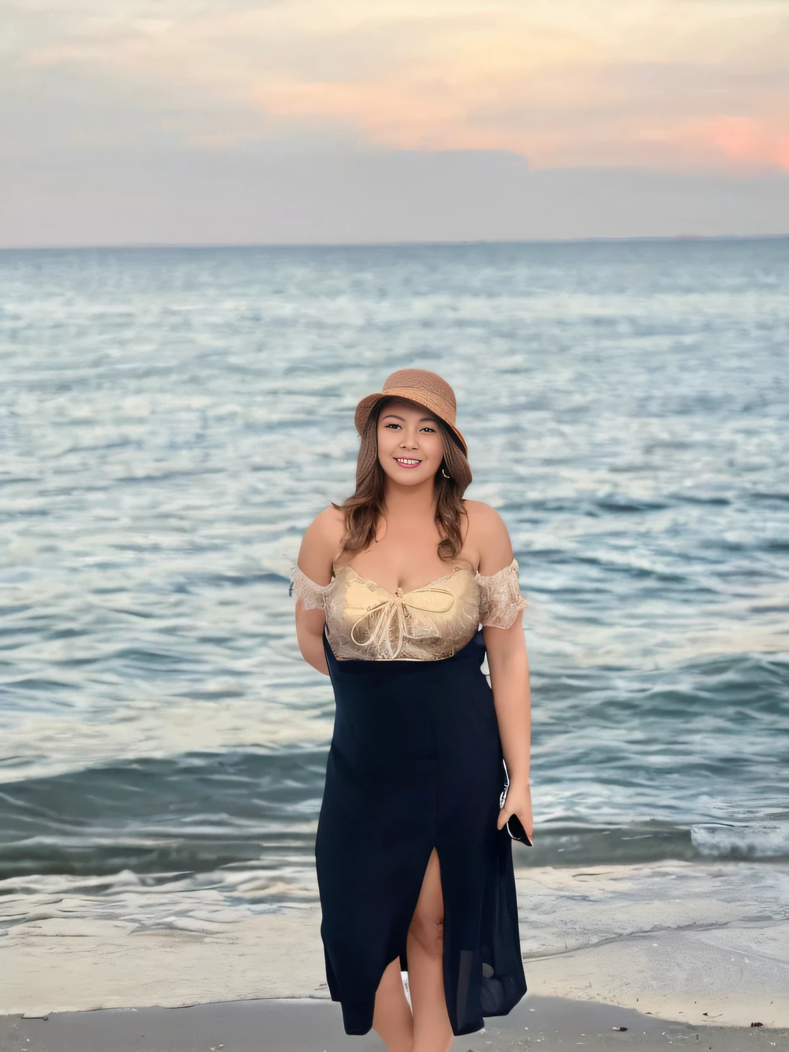 une femme âgée portant un chapeau blanc et un haut de soutien-gorge noir, angelawhite, avec un chapeau, fille persane à la peau pâle, elle porte un chapeau, dans la plage, avec un chapeau de paille, elle a des seins, fille sexy, très belle fille, en bikini, en bikini, modèle courbé, 1 fille donc change the photo just fix the color jne the chest