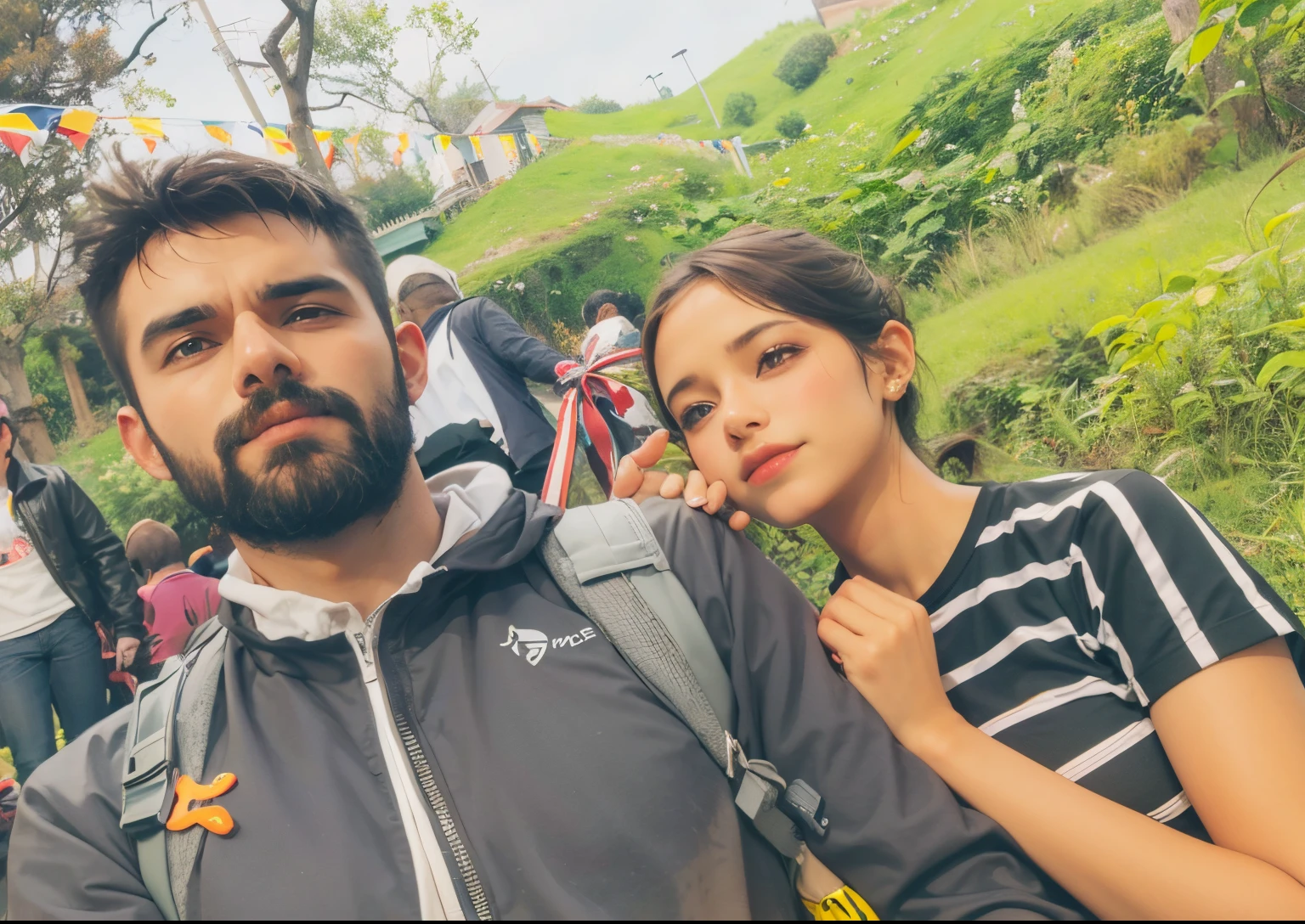 Realstic , lovely cuple , 3D background , swet movement