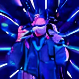 homem arafiado com barba e coque em uma jaqueta azul, foto de perfil 1024px, adam varga, neon lights in background, Nico Delort, Streamer do Twitch / Jogador Ludwig, arte oficial, post malone, neon iluminado, taken in the early 2020s, Ensaio Promocional, 🚀🚀🚀, neon lights in background