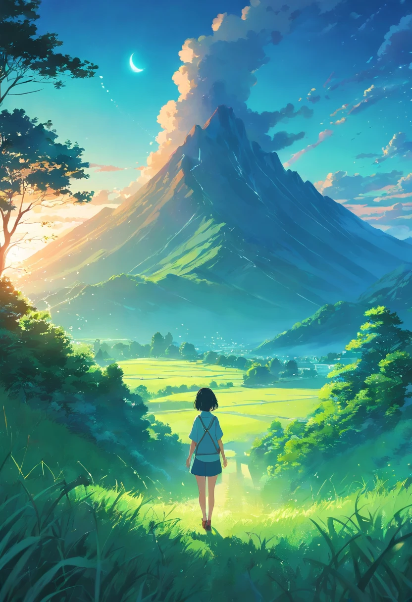 (masterpiece, best quality:1.4), cinematic light, colorful, high contrast, mountain, grass, tree, night, (horror (theme):1.2), (monster:1.2), dark