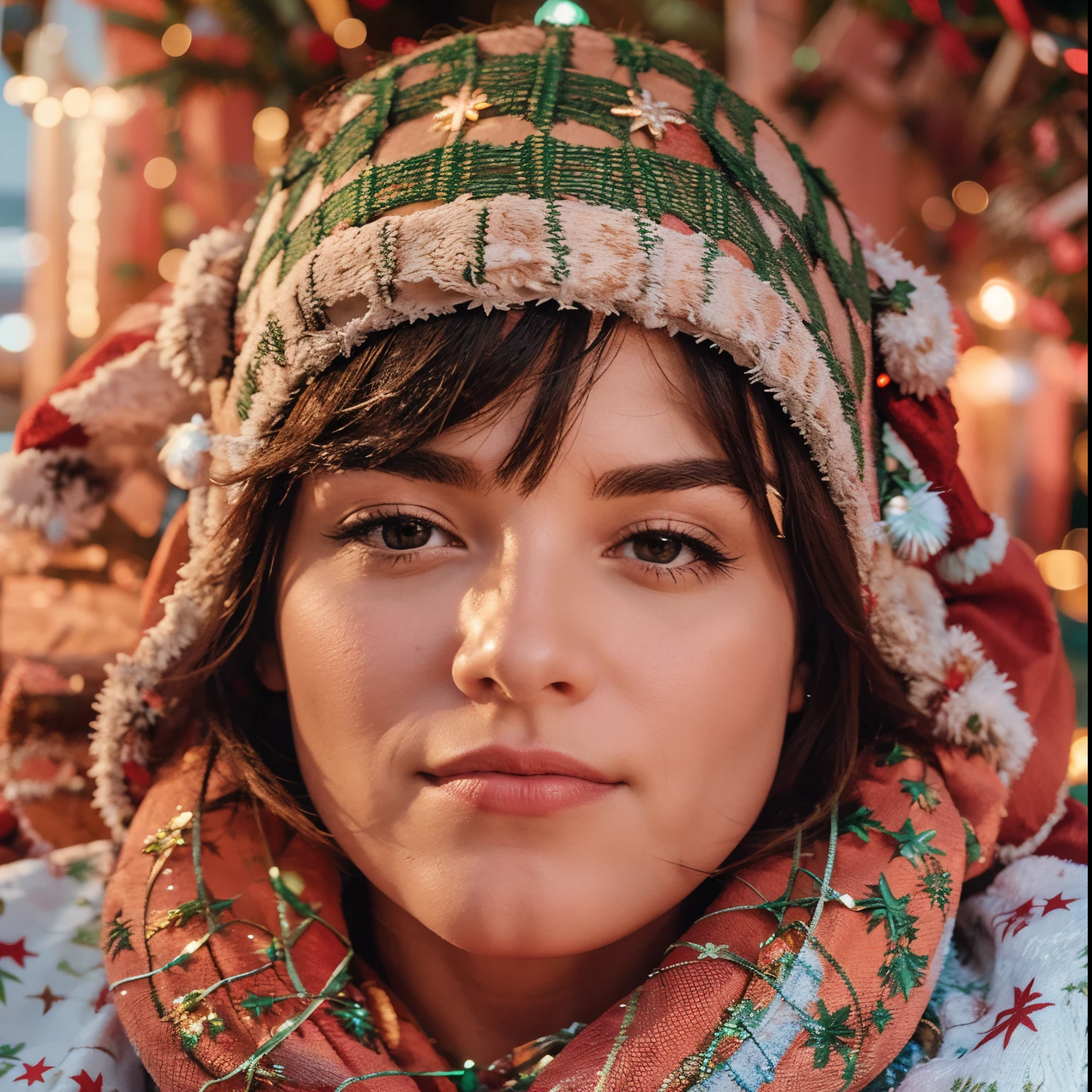 Christmas on the beach with palm trees and Christmas lights