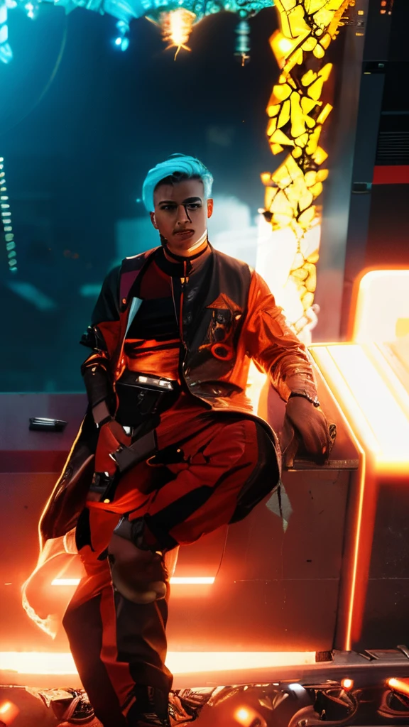 Change background cyberpunk handsome boy realistic face,