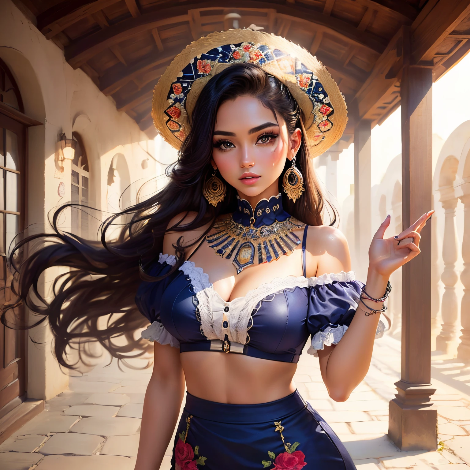 ten hand's Indian goddess Durga, scarry art, Indian red traditional clothes, Hyper Realistic, Hyper-Detailed digital art, 8k, Trending on artstation, Detailed Cloth, Detailed face, Best quality, Real life photography, Long hair, Thick hair, glowing hair, Photorealistic, Wave hair