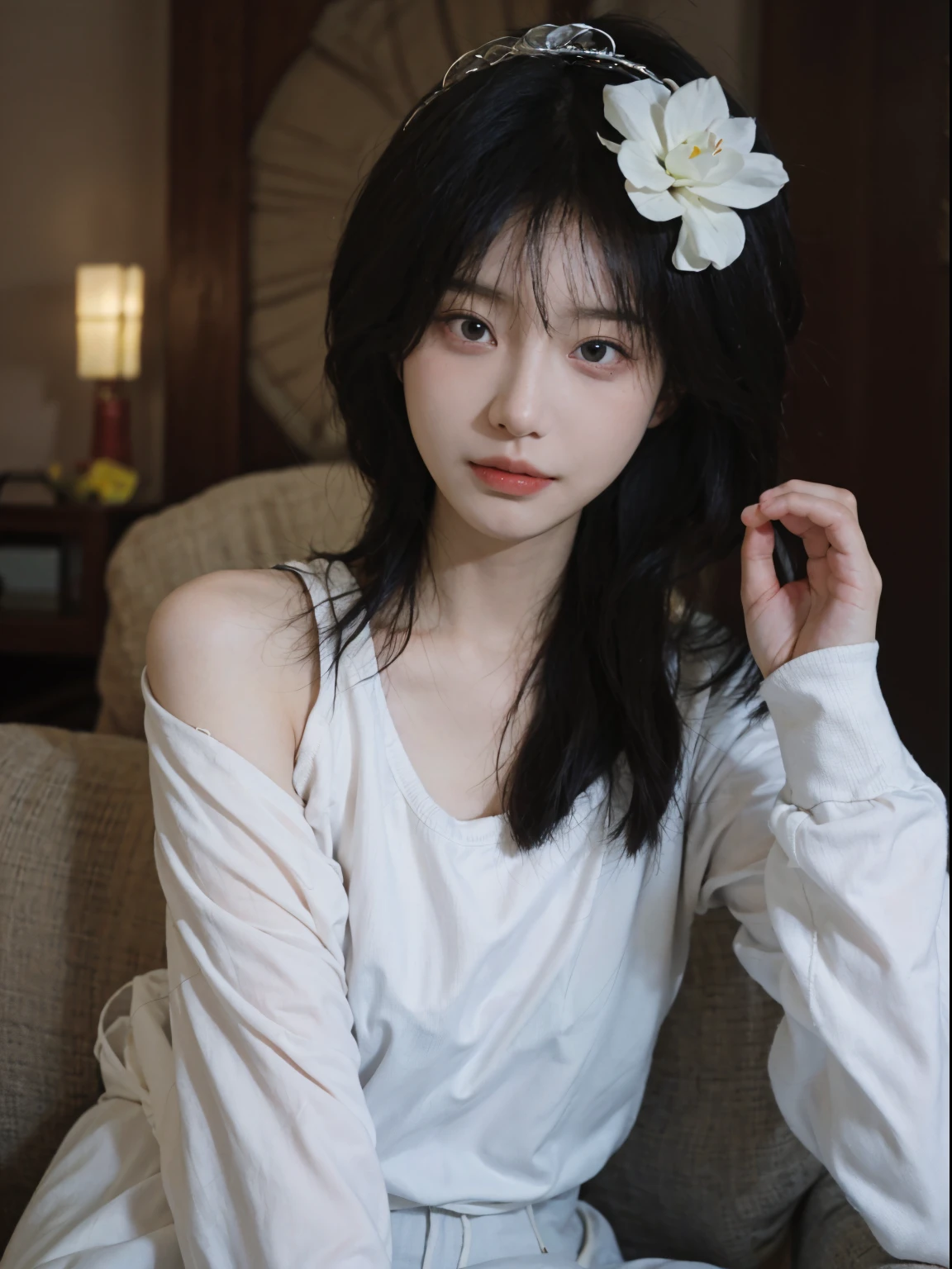 Best quality at best, 超高分辨率, (realistically:1.4),A woman in a white top poses for a photo,nevando,🤤 girl portrait, beautiful Korean women, gorgeous young korean woman, Korean girls, Urzans, Young and cute Korean face, Cute and delicate face, Those girls' The avatar is cute and exquisite, beautiful young korean woman, young and lovely Asian face, Pale round face, Cute Korean face, Beautiful Asian Girls