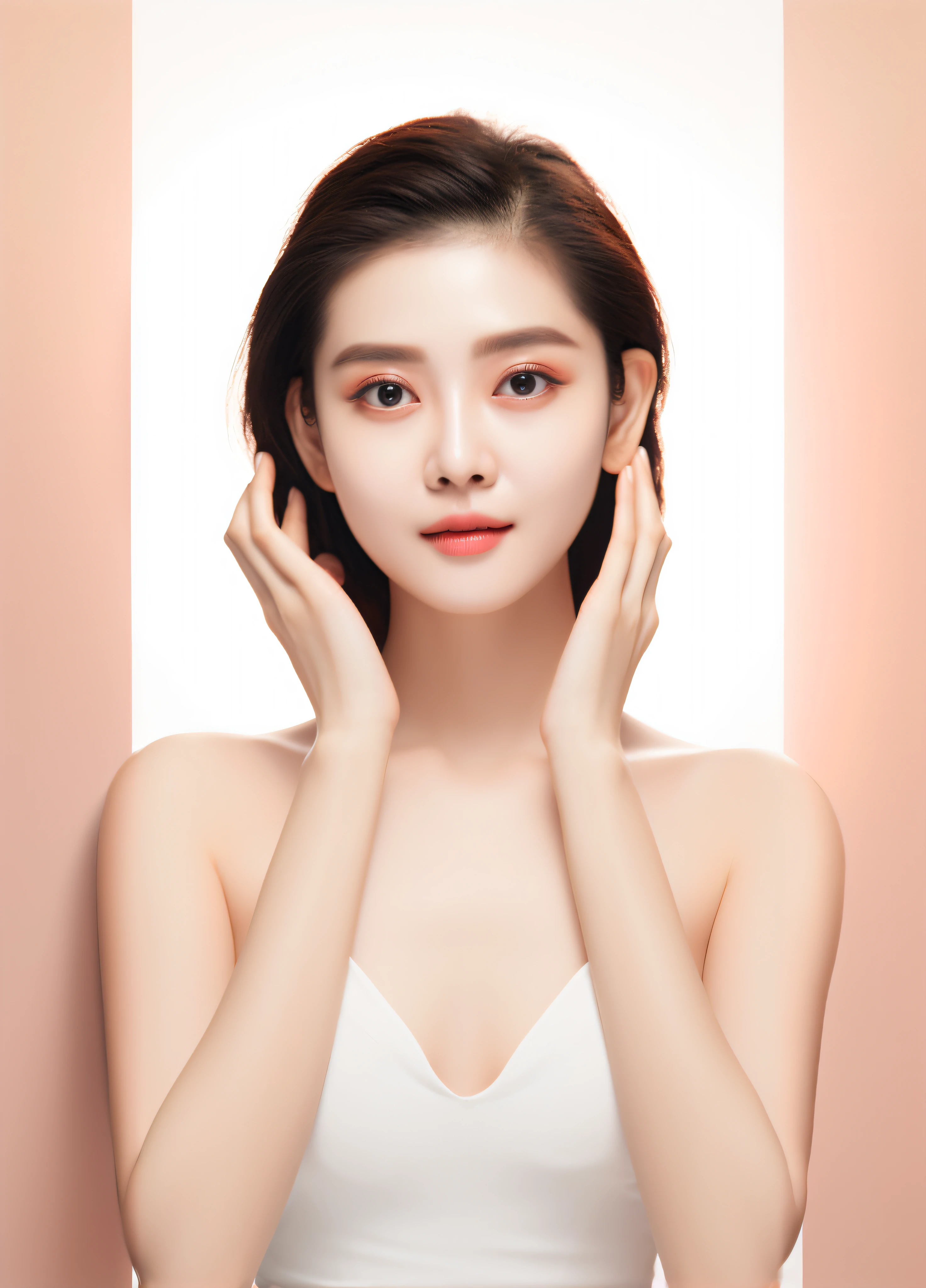 Alawi woman in white blouse and black hair poses for a photo, Korean symmetrical face, transparent vibrant glowing skin, Beautiful young Korean woman, woman with porcelain skin, Gorgeous young Korean woman, beautiful aesthetic face, young lovely Korean faces, young beautiful woman, Korean face features, beautiful Korean women, Milky white skin, Korean woman, asian beautiful face