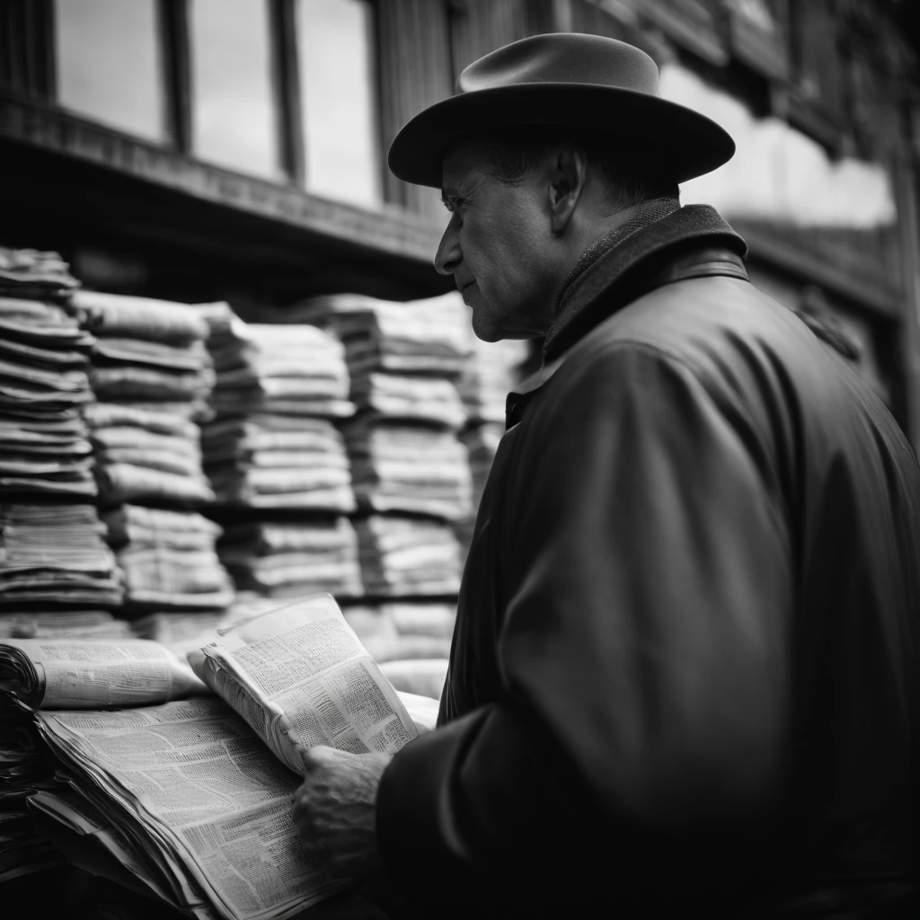 newspaperman、black-and-white