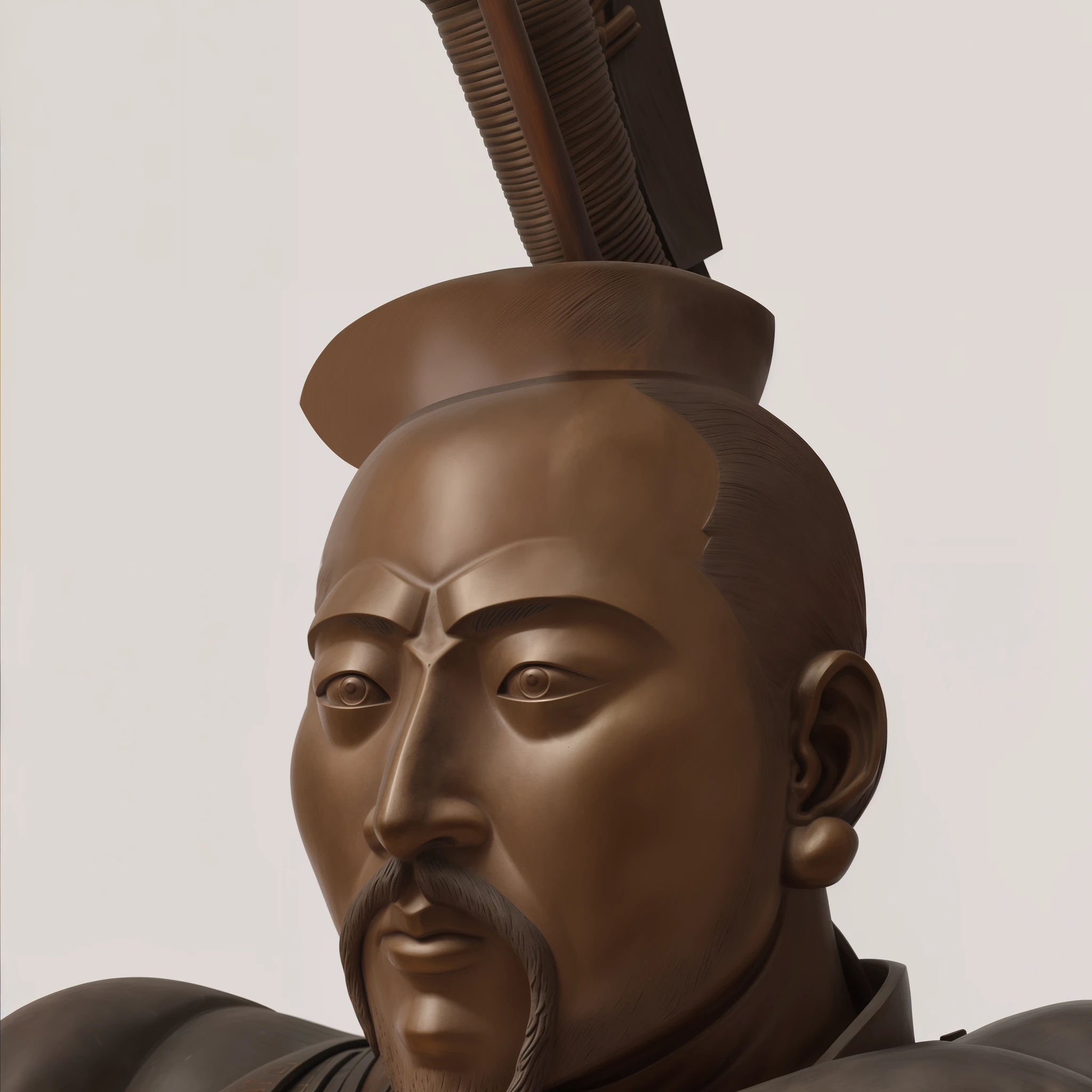 There is a statue of a man with wings on his head., portrait of a yari ashigaru, Frontal portrait of a samurai, Akio Watanabe, portrait of a samurai warrior, inspired by Oka Yasutomo, portrait of a samurai warrior, samurai portrait, takayuki takeya, portrait of saitama, Portrait. high detailing