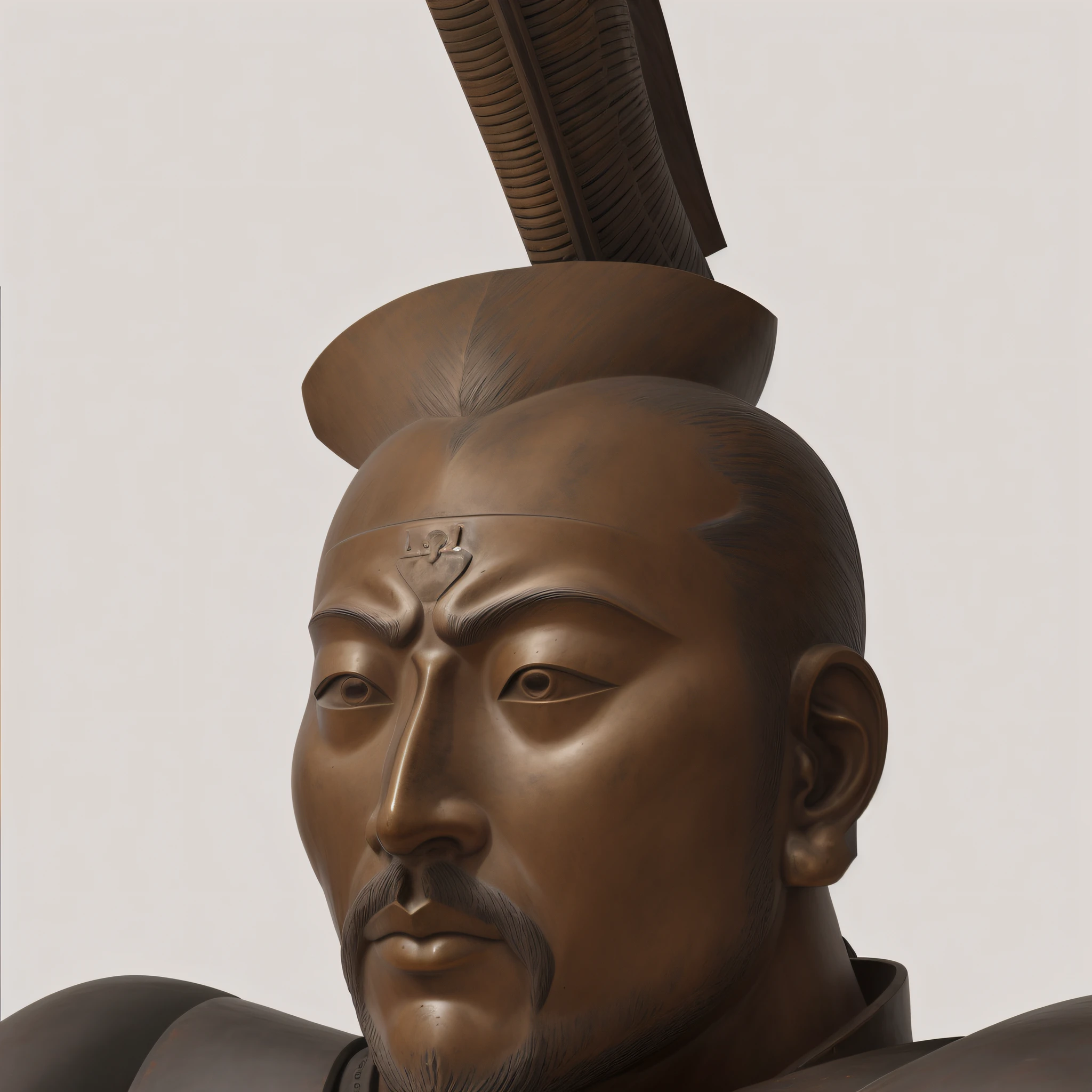 There is a statue of a man with wings on his head., portrait of a yari ashigaru, Frontal portrait of a samurai, Akio Watanabe, portrait of a samurai warrior, inspired by Oka Yasutomo, portrait of a samurai warrior, samurai portrait, takayuki takeya, portrait of saitama, Portrait. high detailing