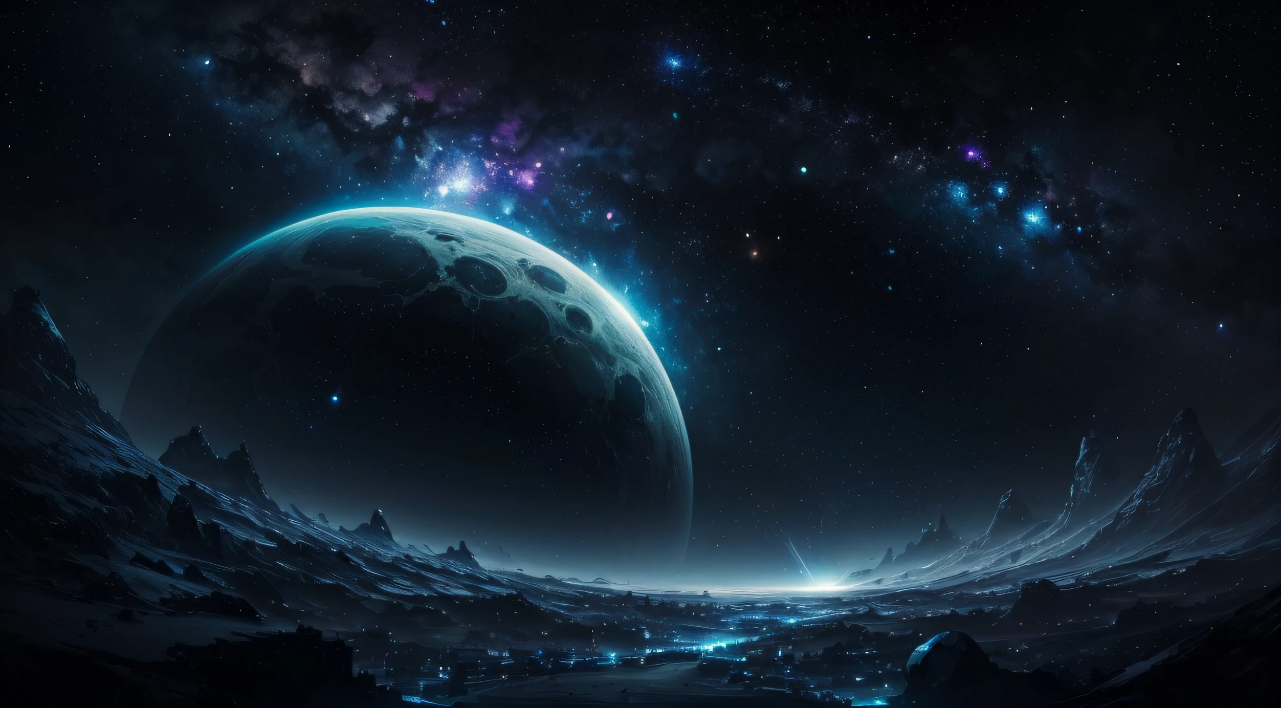 (Top image quality),illustratio,(hight resolution), (Very delicate), (ighly detailed),Background with,wall-paper,nighttime scene,starrysky,stele,kosmos,black hole,unmanned,fanciful,intergalactic