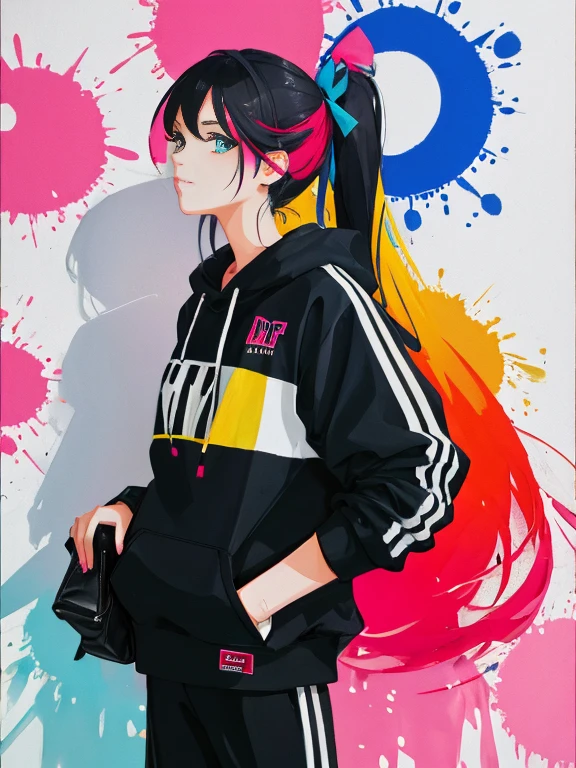 Street style、Colorful shades、Beautuful Women、brushstrokes、Splatter、Urban Art