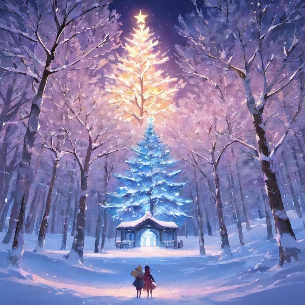 "*image*: white Christmas ,Mysterious world, Snowy night forest ,Glowing Christmas Tree