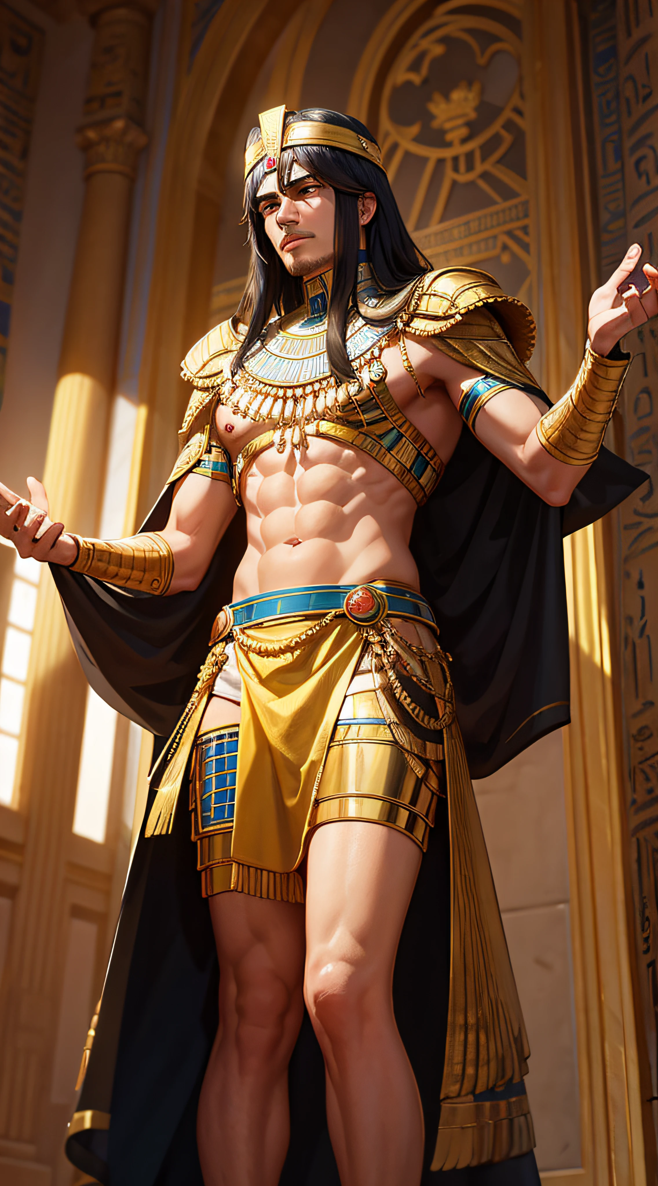 Generate an image showcasing the Egyptian King receiving the genitalia of 1300 Libyan soldiers killed in battle, emphasizing the macabre nature of this ancient Egyptian custom and its depiction in royal art.