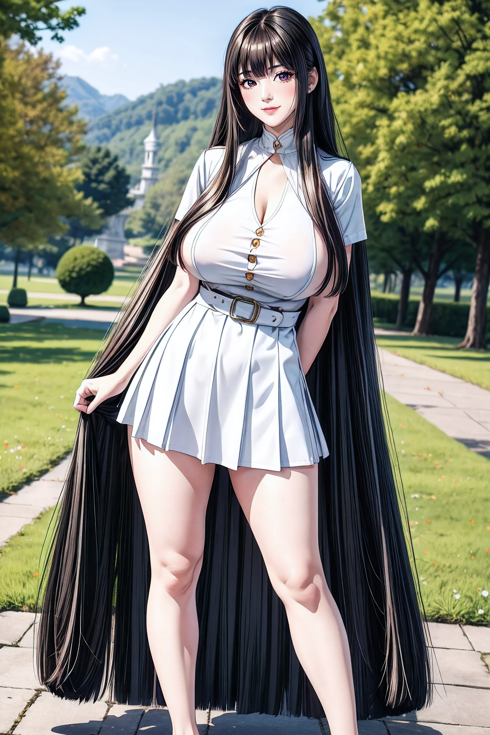 ((Classic thick voluminous bangs:1.1)),(((Longer, heavy be, More voluminous side locks:1.1))),, hime-cut, Hairstyle with straight bangs, Round face with dull bangs, dull with long hair、Bangs are cut straight, (((Full body, thighs thighs thighs thighs))),Simple white background, School uniform, Black jacket,White shirt,ers old,infp young woman,Beautiful Finger,Beautiful long legs,Beautiful body, Beautiful nose,Beautiful character design, Perfect eyes, Perfect face,Expressive eyes,Perfect balance, Looking at Viewer,(Focus on her face),Closed mouth, (Innocent_Big_Eyes:1.0),(light_Smile:0.3), Official art,Highly detailed CG Unity 8k wallpaper, Perfect Lighting,Colorful, Bright_front_Face_Lighting,White skin, (masutepiece:1.0),(best_quality:1.0), 超A high resolution,4K,Ultra-detailed, Photography, 8K, nffsw, hight resolution, absurderes:1.2, Kodak Portra 400, Film grain, Blurry background, Bokeh:1.2, Lens Flare, (Vibrant_Color:1.2),professional photograpy, (Beautiful,Large_breasts:1.4), (Beautiful_Face:1.5),(narrow_waist),
