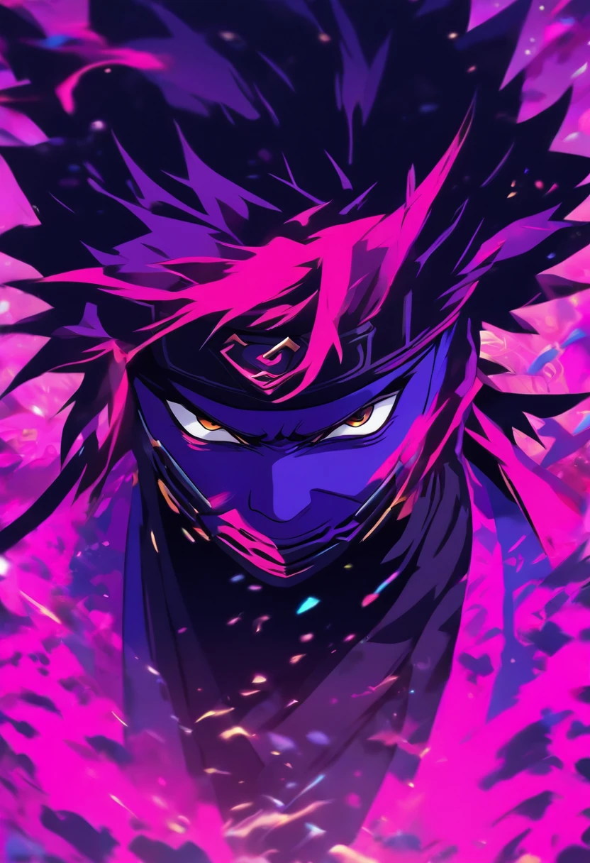 logotype, 2d, purpleish color, Ninja style, A portrait of a person, japanese-inspired, Maximalism, illustration, vectorial art