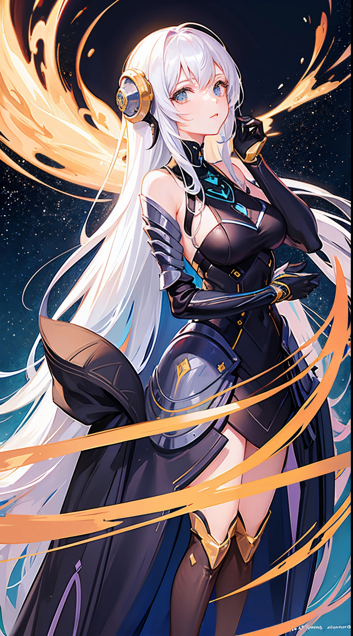 A beautiful girl standing straight, facing the front, with shiny long hair, a sexy yet modest figure, wearing a space travel armor, serving as an assistant, a character in a video game,close-up, neat hair,without a background.