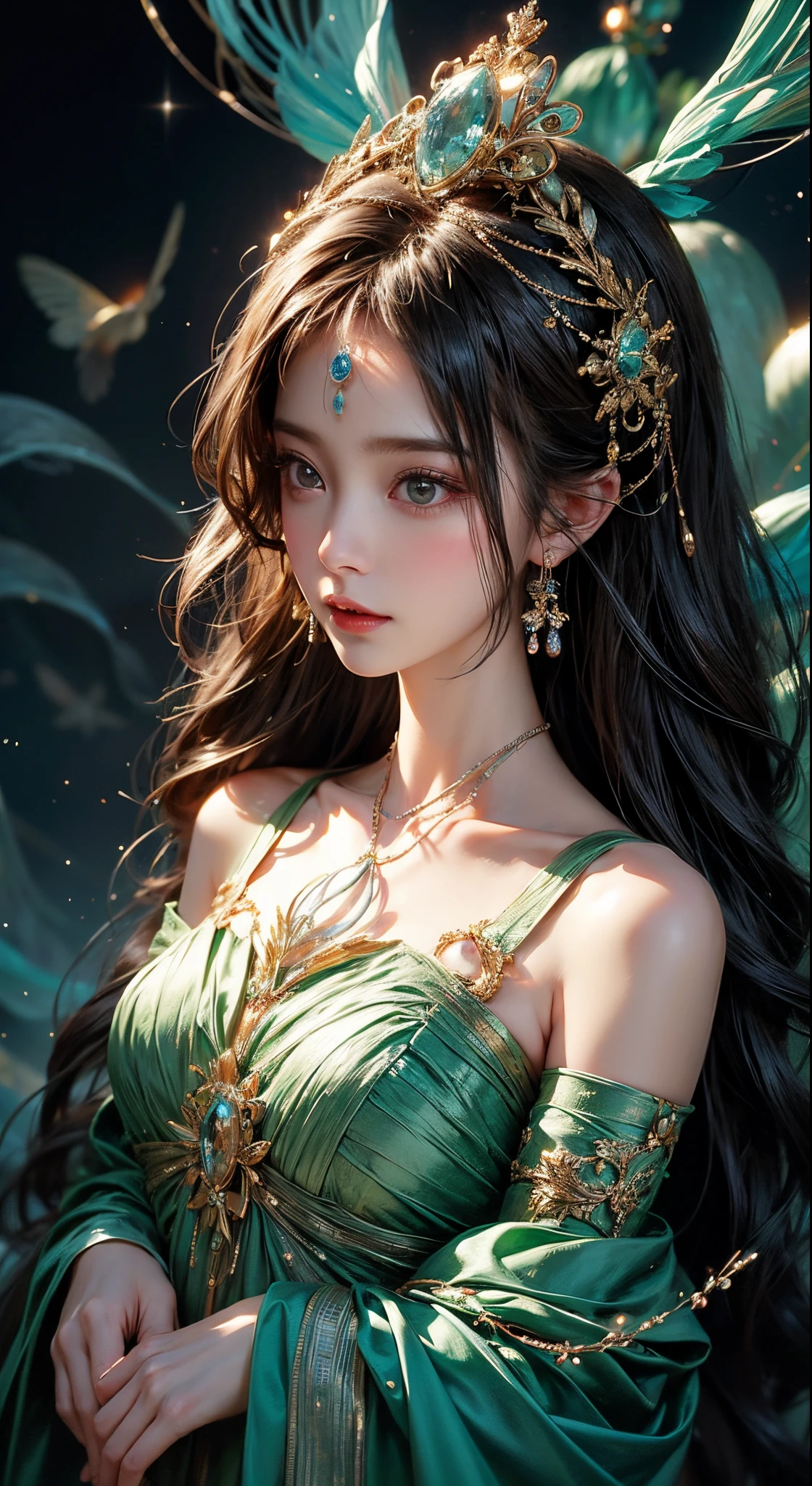 ((Girl lying on a marble floor))、Fluorescent color、One Girl、Looking to the side、Beautiful Face、Beautiful Eyes、（From the shoulder down：1. 2）、Shiny Hair、Glowing Skin、Reduce glare、Adjust finger proportions、Escrow、Ash&#39;s point of view、Dynamic Angle、（（Master part））、（（Highest quality））、（（（ultra details）、（An illustration）、（Detailed light）、（Very delicate and beautiful）、Dramatic Shadows、Ray tracing、reflection、Ultra-high resolution、（（Master part））、（（Highest quality））、（（ultra HD））。 Ultra-high resolution、((Colorful and black hair mesh girl))、Her hair flutters in the wind、(Big deep blue eyes)、Black-haired woman、Sparkling red petals are dancing、black-。 Black Haired Woman、Spots of light around the woman、Magical Aura、Green dot、About Aura Natural、Super Magic Ora Black Haired Woman、 ((Translucent white open shoulder dress： 1. 3)、(Sleeveless)、((The skirt is soaring in the wind))、((An old European castle is hazy in the distance))、((White panties are visible))、(Red accents)、(Red border)、