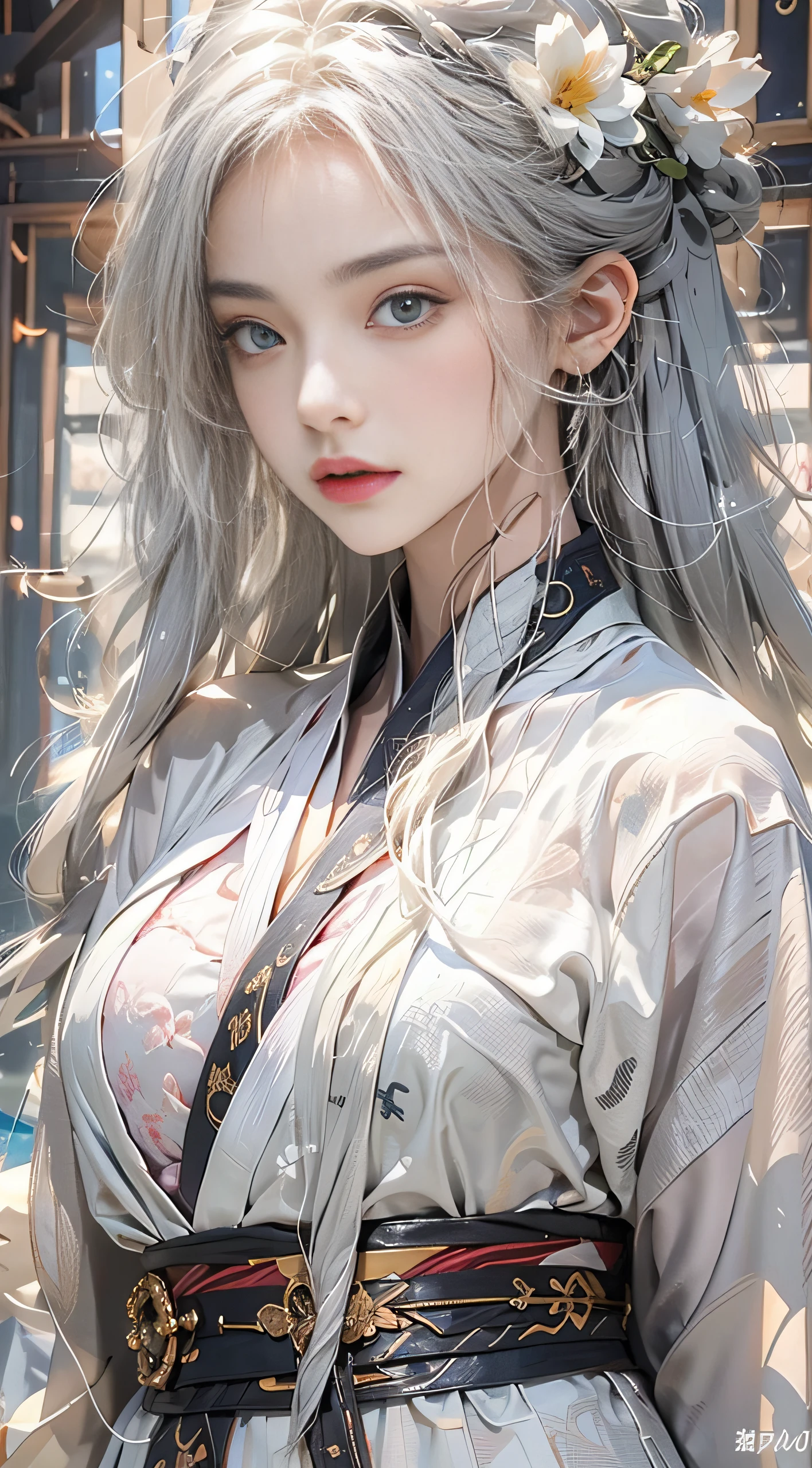 realistically, Very high resolution, 1人の女性, 独奏,club,palaces,oriental architecture ray tracing,{Best quality at best},{ {tmasterpiece}},Extremely detailed 8K wallpaper,{Extremely Delicately Beautiful},intricately details,Photorealsitic,oh oh, oh oh, oh oh, Oooooh, Oh, really,Camera quality,(Clothing details),Cool white skin,(Apply blush carefully),1080p,butt lift, (Detailed faces), a cold face,White hair, mediuml breasts, Long gray hair, Sword repair,White robe,oversize clothes, jewely,Smooth light silver hair,Messy beauty,lamplight,Smooth and silky skin,tmasterpiece,Best quality at best,The illustrations are super detailed,beautidful eyes,Very detailed 8k CG wallpaper,Peach blossom eyes,An extremely delicate and beautiful girl,8k wallpaper,Best quality at best,close-up all over the body,((Have details on hand))