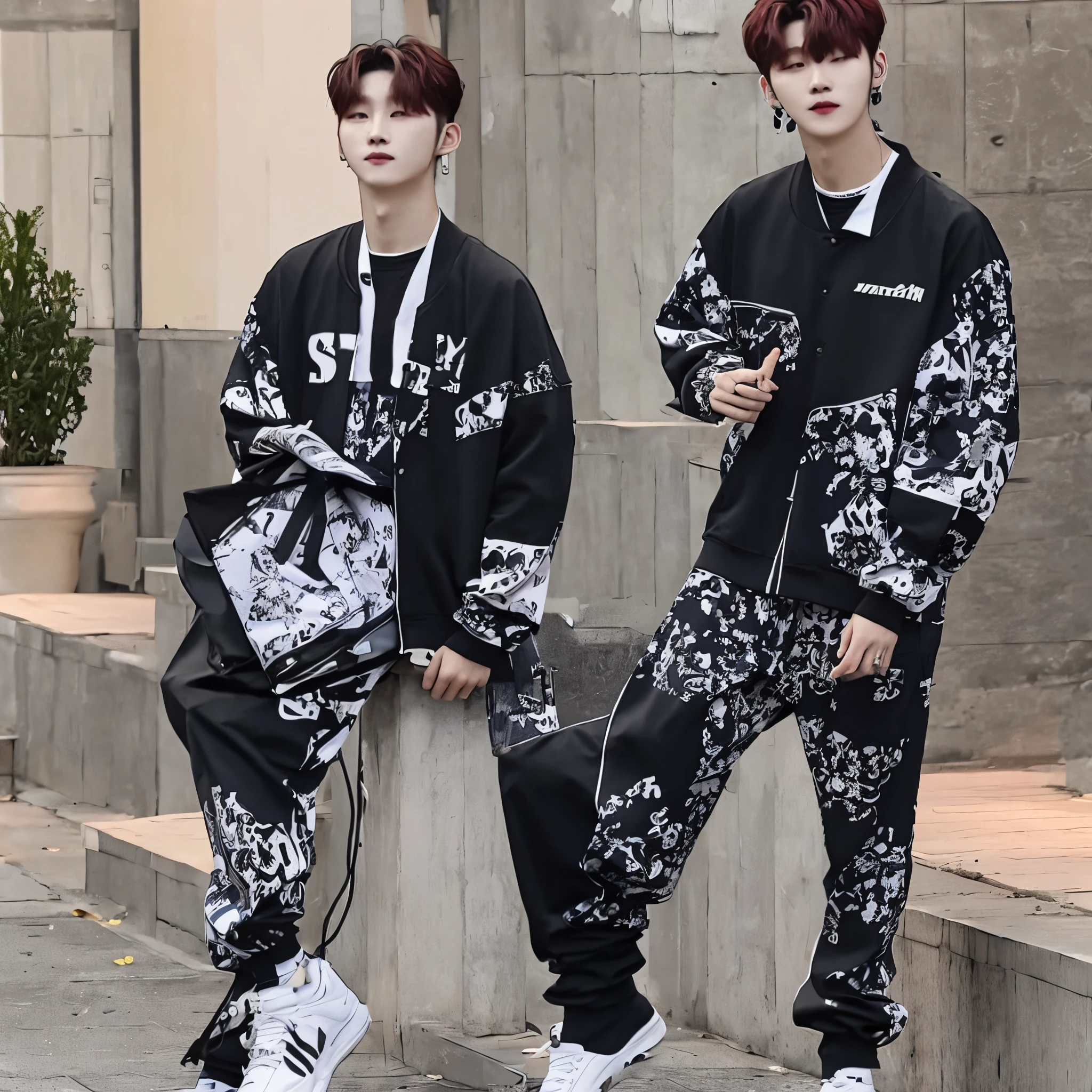hyunjin from stray kids with long hair and gray color