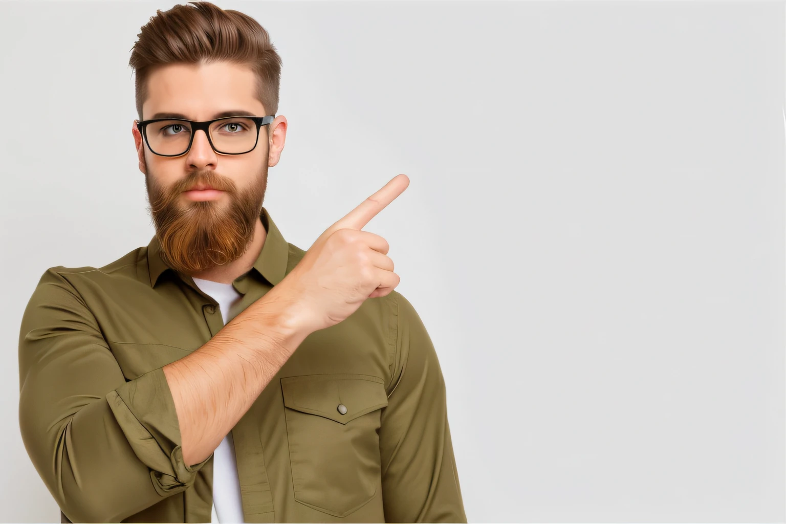 ember , pointing a finger at something, dark bearded man, pointing finger, Middle-aged man, pointing index finger, angry and pointing, small dark beard, pointing, bearded man, A very attractive man with a beard, Well-groomed model, thin beard, dark beard , black shirt and light t-shirt, man with beard, Pointing at the camera, No glasses, without glasses