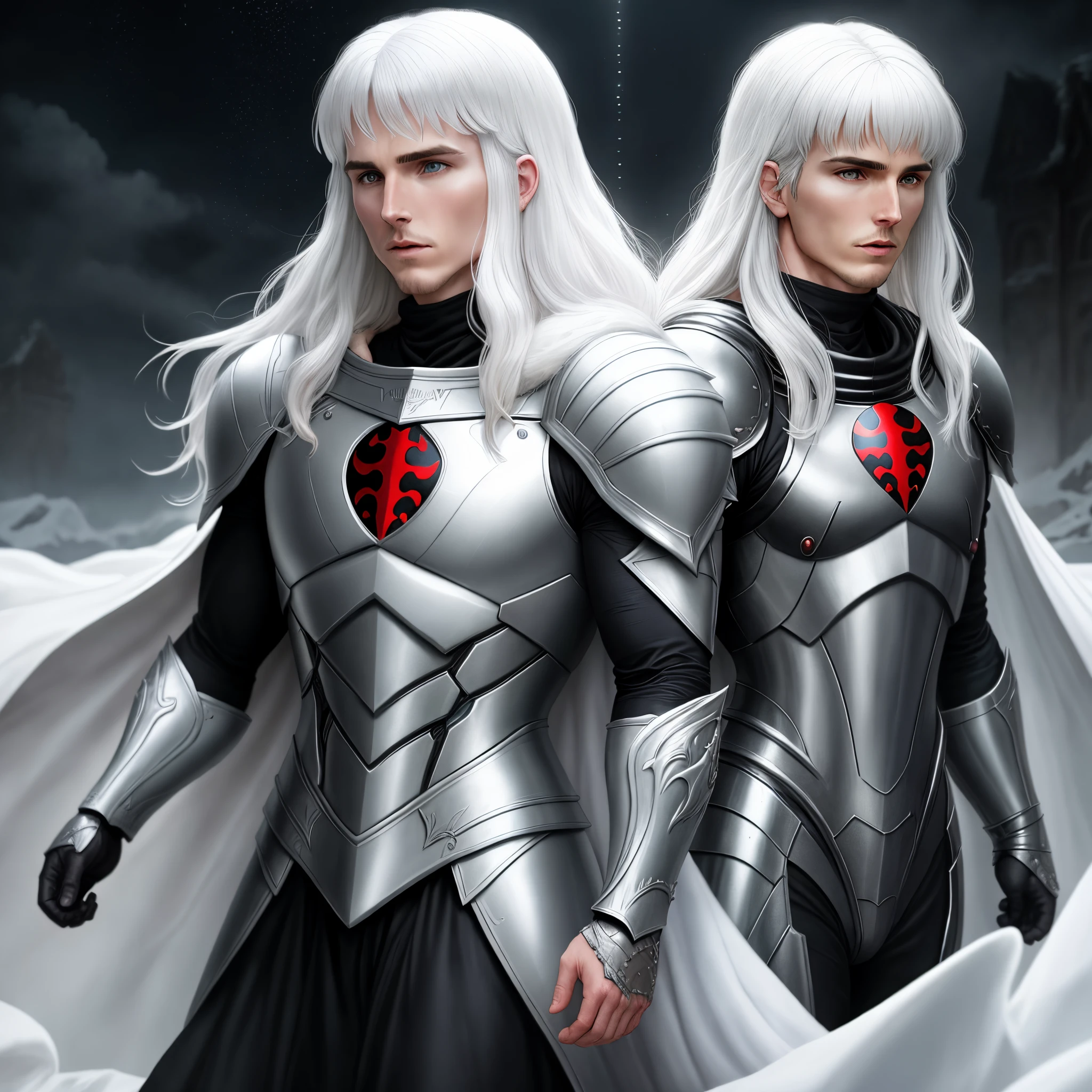 Christian bale as Griffith from Berserk with white hair