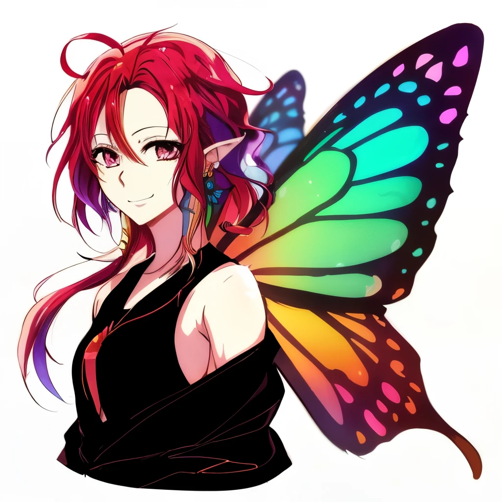 ****** anime com asas de borboleta, sorrindo como uma rainha de fadas, com belas asas, Personagem Pixie, rainbow wings, Fada, belas fotos avatar, Asas Iridescentes, fada bonita, Fae adolescente, borboleta, Fae, Retrato de uma fada, fada bonita, A Deusa Borboleta do Fogo, Retrato da fada, anime em estilo fantasia, com asas grandes