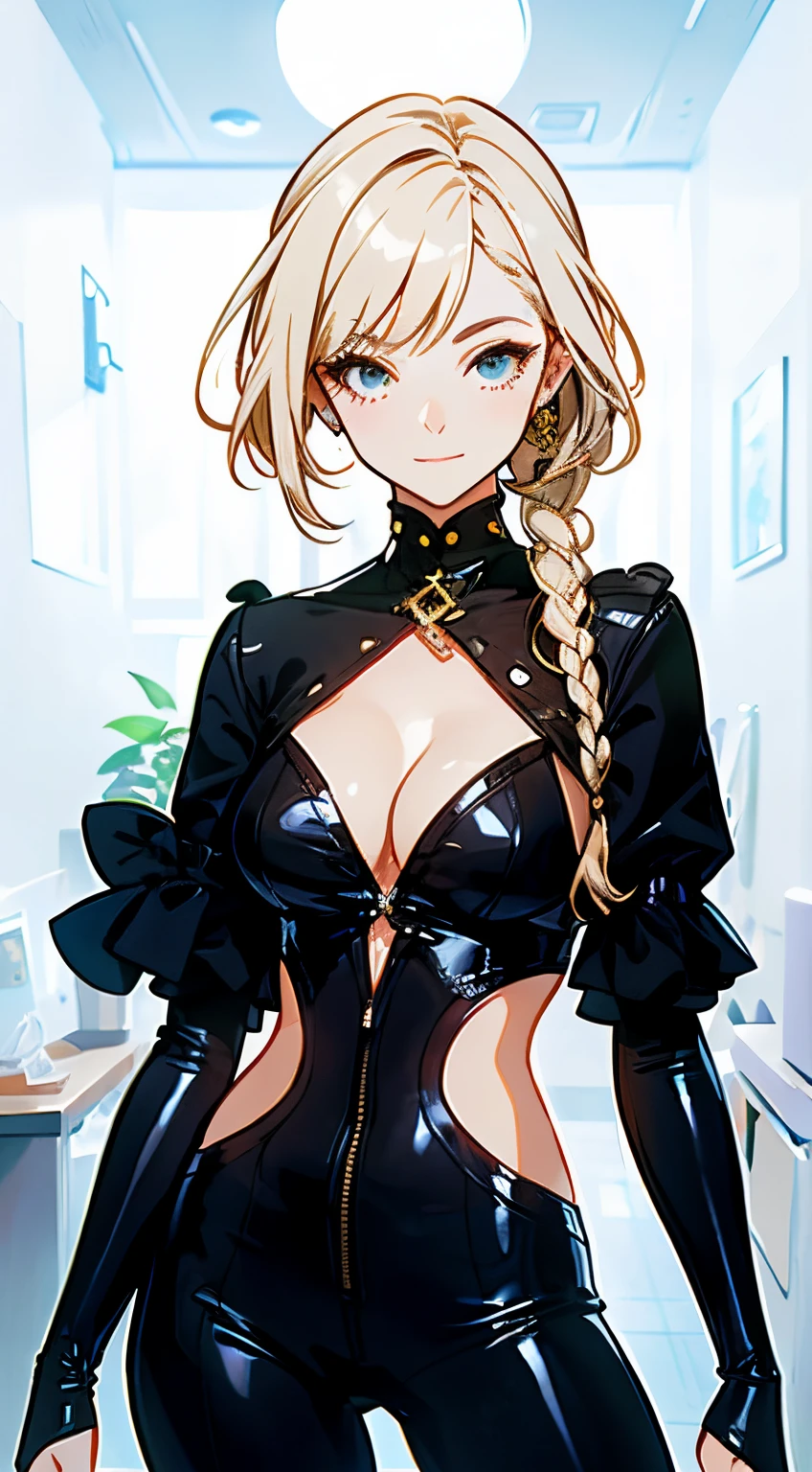 anime girl in latex outfit posing in a hallway, na empresa Pixiv, small curvilinear, no vestido, detalhes finos. s da linha de frente, menina sedutora, Digital anime illustration, Estilo Pixiv, Pixiv, Pixiv 3dcg |, Arte digital no Pixiv, Garota Anime usando um vestido preto, Melhor Avaliado em Pixiv (((melhor qualidade, obra prima))), (((maximum resolution, riqueza de detalhes)))