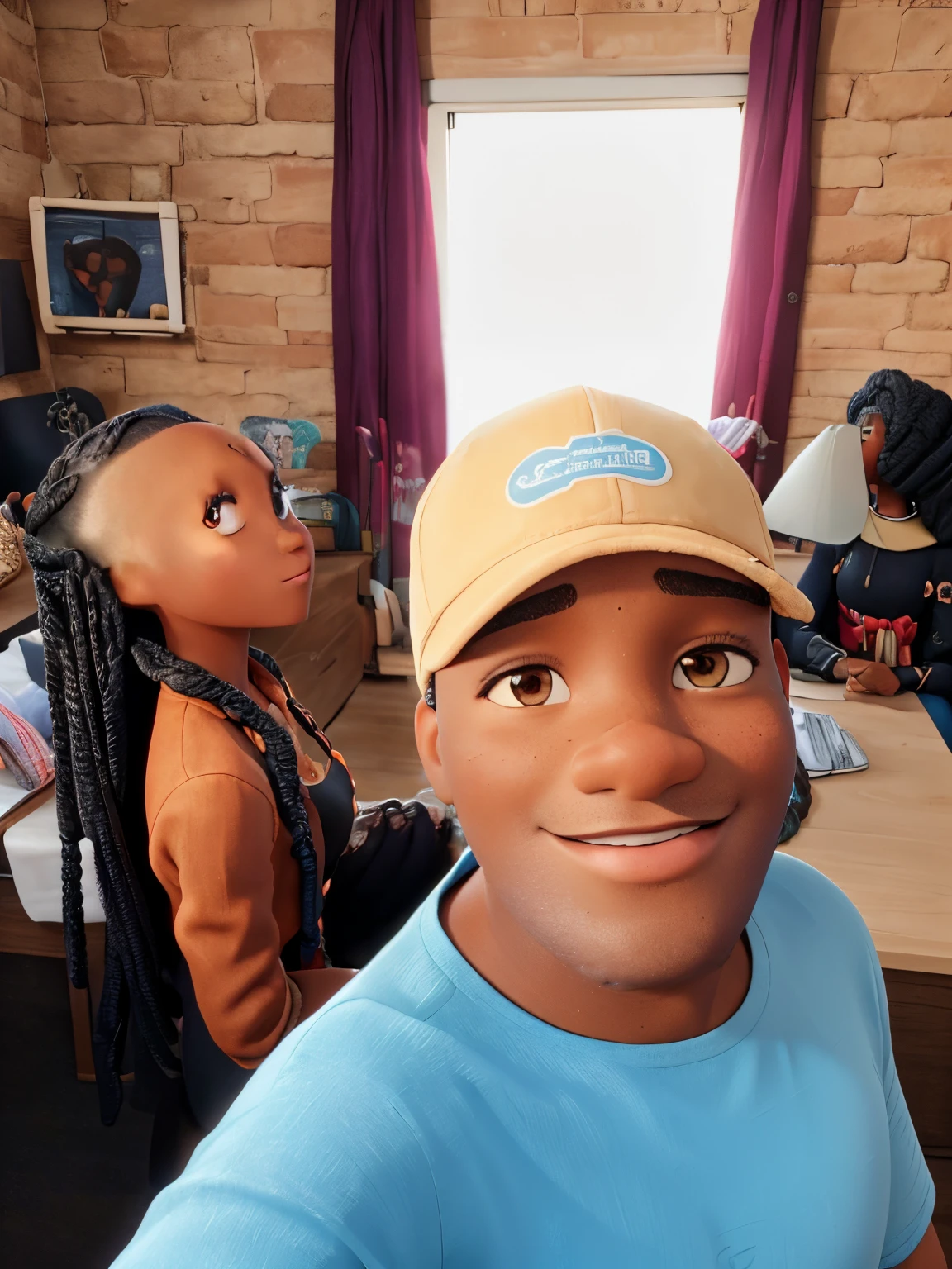 Black couple lady at the back has braids on