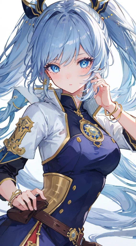 (best quality), looking at you, 1girl, eyelashes, bracelet, jewelry, gleaming skin, shiny hair, detailed and majestic stage, Fantasy, credibly detailed CG illustration masterpiece,, anime, beautiful anime eyes, beautiful detailed eyes, glittering eyes(upperbody), (curvy),