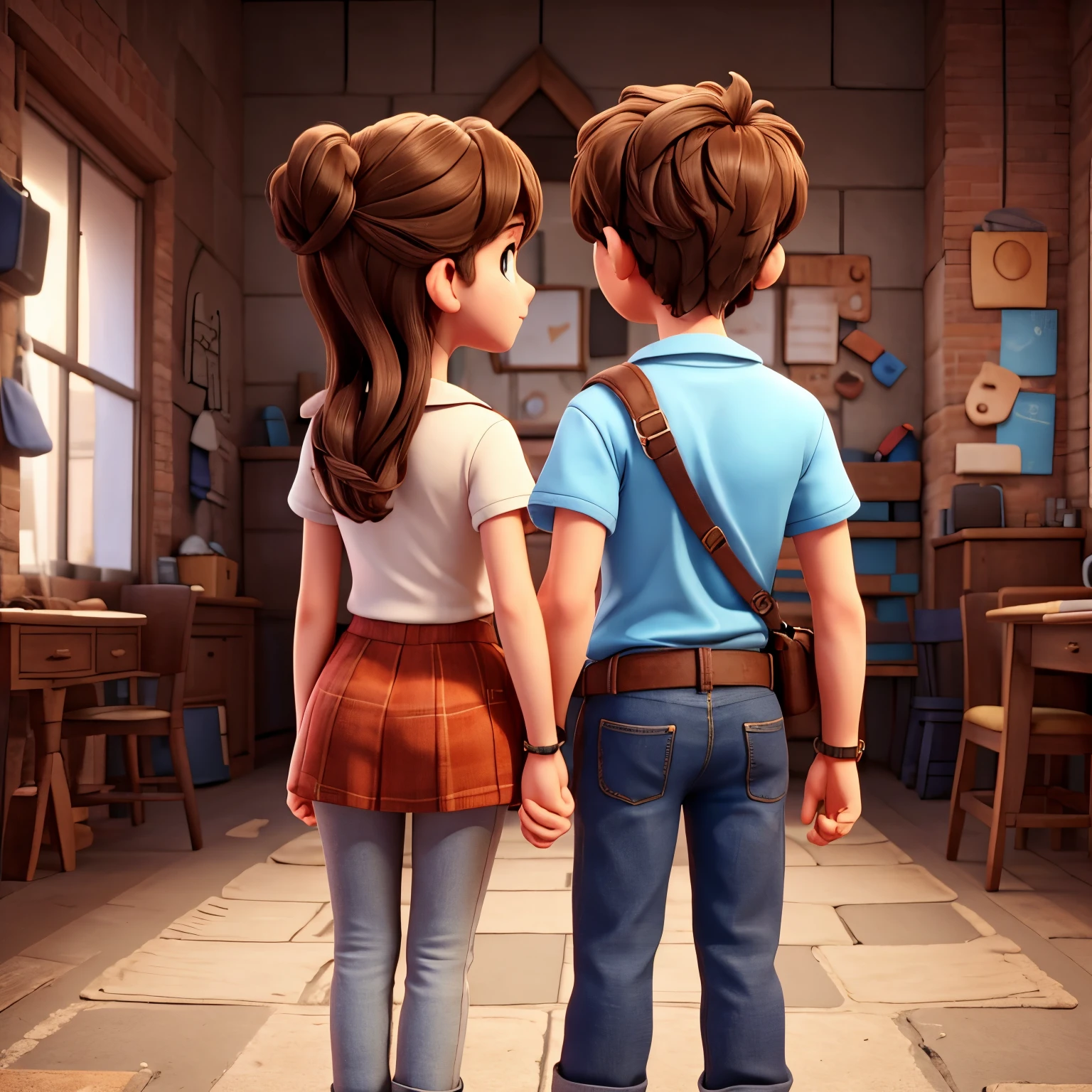 Guy and girl,a pair of the letter J on the guy's back, the letter A on the girl's back,by the hand