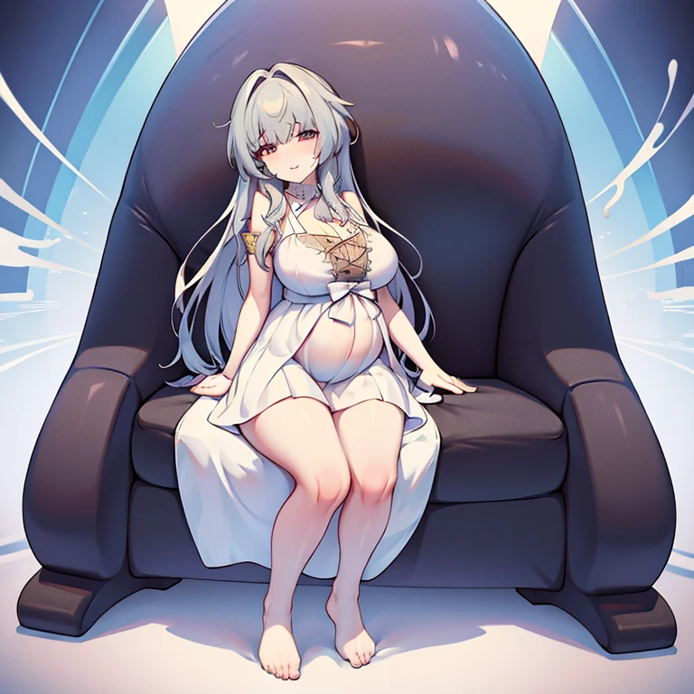 Pregnant, huge belly, visible belly, cum on belly, huge breasts, thick thighs. (Best quality, detailed, full body)