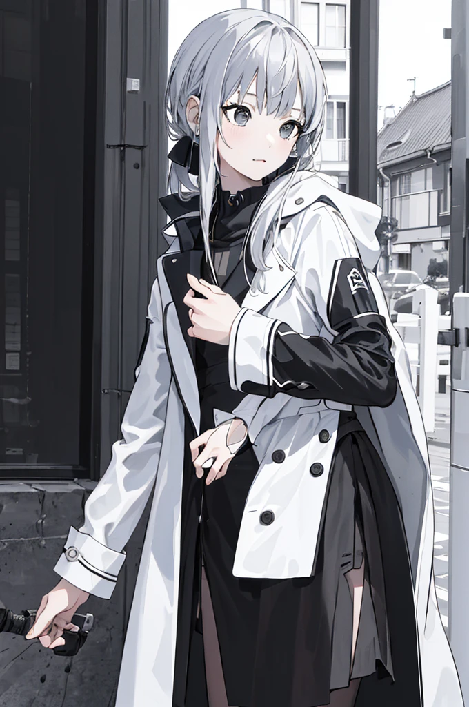 Masterpiece, Best Picture Quality, (Realism, Realism: 1.37), Suyu, 1girl, Trend, Black and White Coat, Looking at the Audience