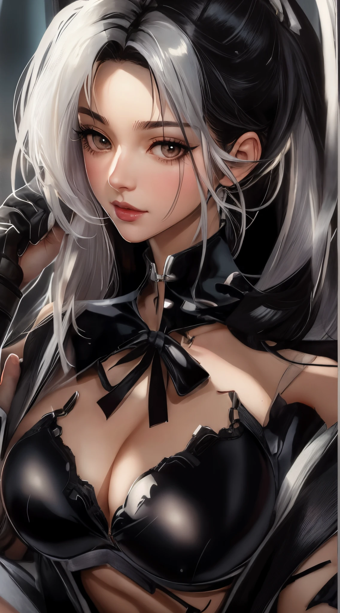 arafed image of a sexy couple posing together in a window, seductive tifa lockhart portrait, tifa, tifa lockhart, tifa lockheart, tifa lockhart portrait, glamorous tifa lockheart, portrait of tifa lockhart, tifa lockhart with white hair, range murata and artgerm, 8k high quality detailed art