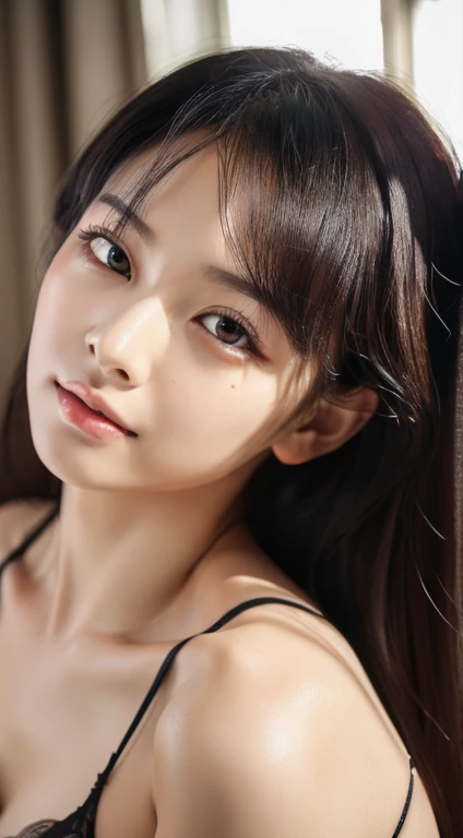 ((of the highest quality, 8K, masutepiece: 1.3)), Beauty, Hidden Face, 1 girl, Beauty: 1.3, Slender Abs: 1.1, Flesh-colored lingerie, Long Black Hair, Ultra-detailed face, very detailed lips, Detailed eyes, Double eyelids, Larger, Fairer skin